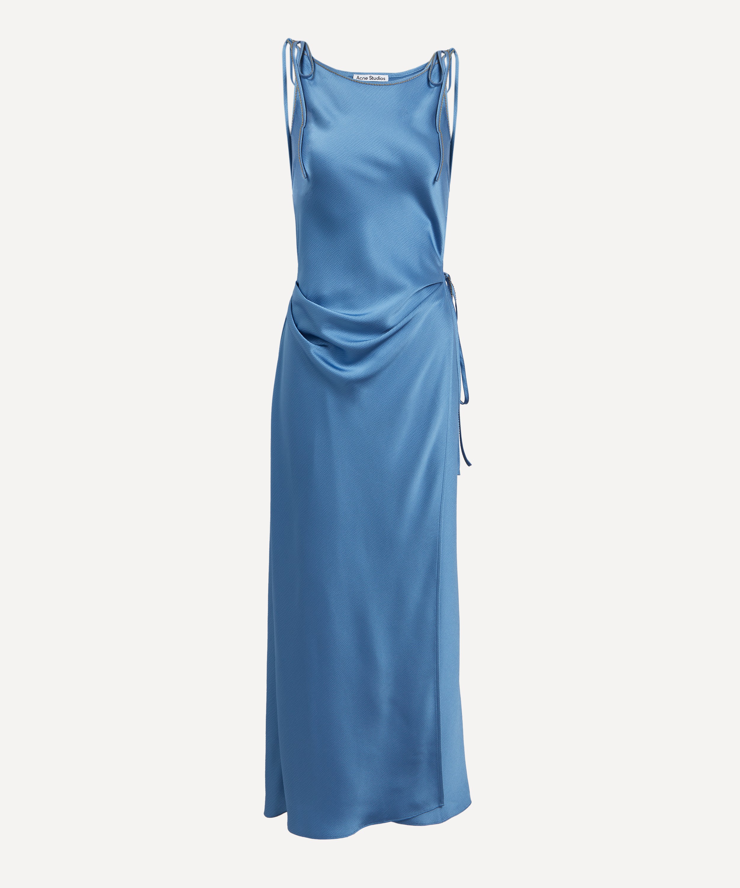 Acne Studios - Sky Blue Satin Bias Cut Dress image number 0