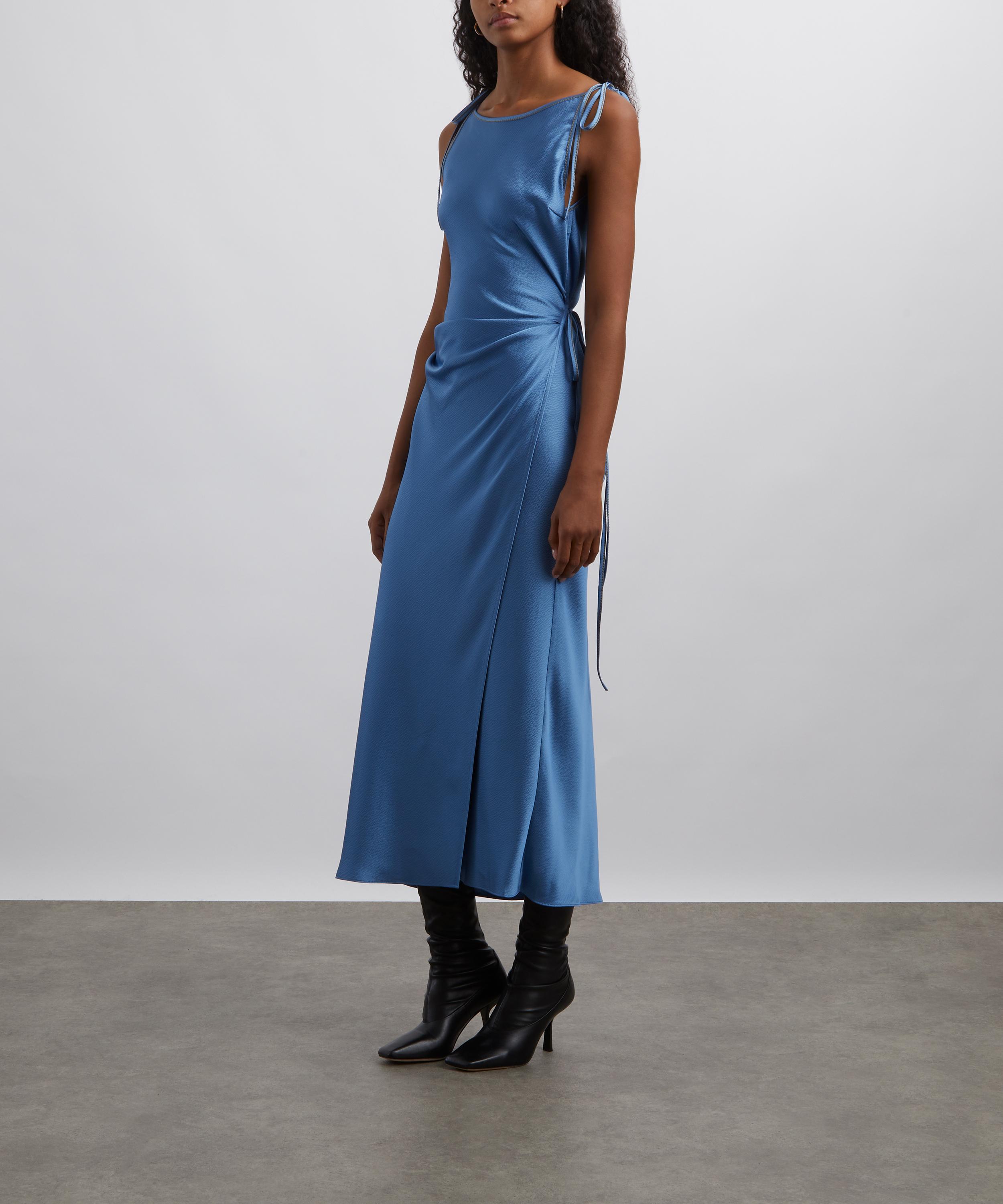 Acne Studios - Sky Blue Satin Bias Cut Dress image number 2