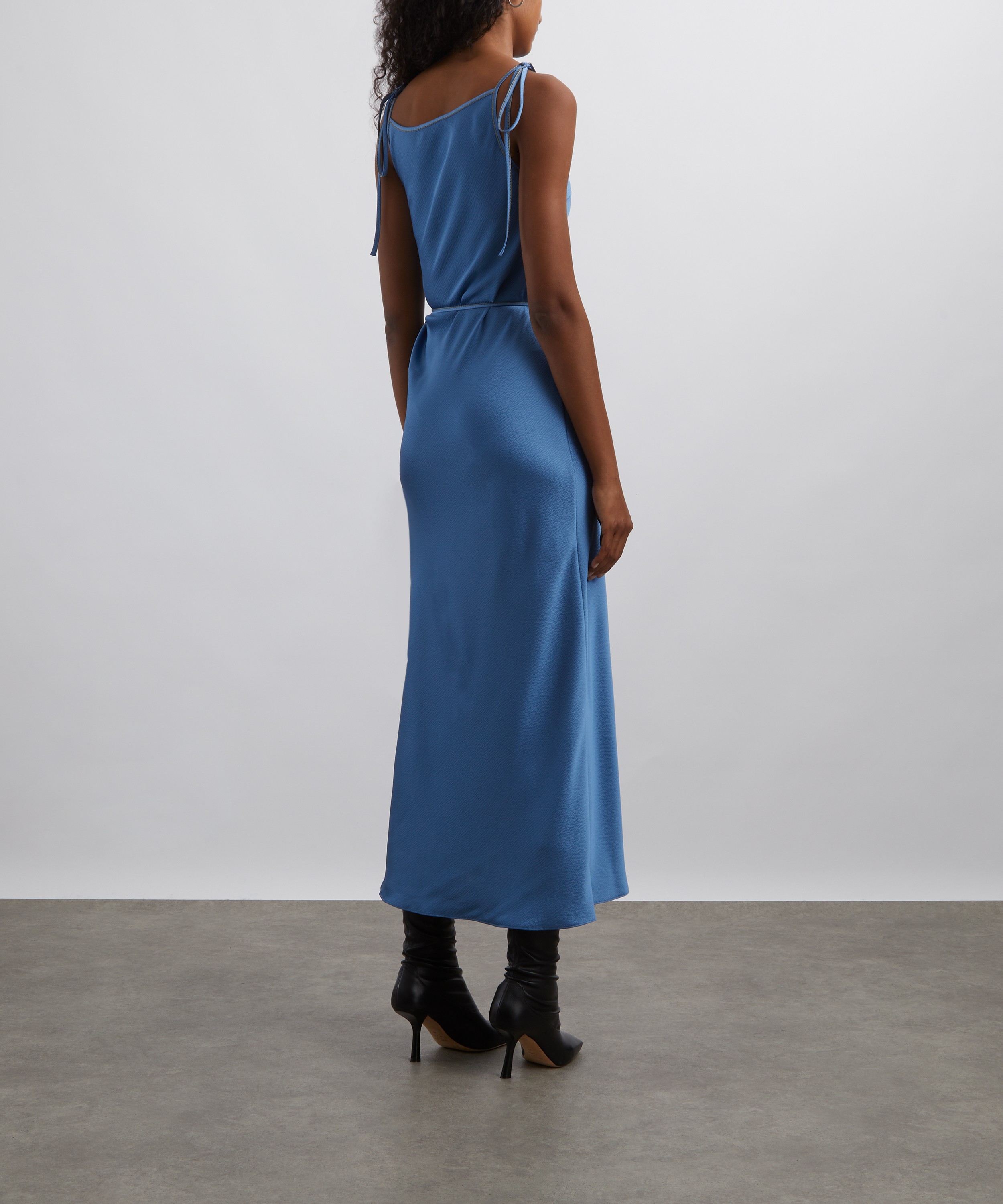 Acne Studios - Sky Blue Satin Bias Cut Dress image number 3