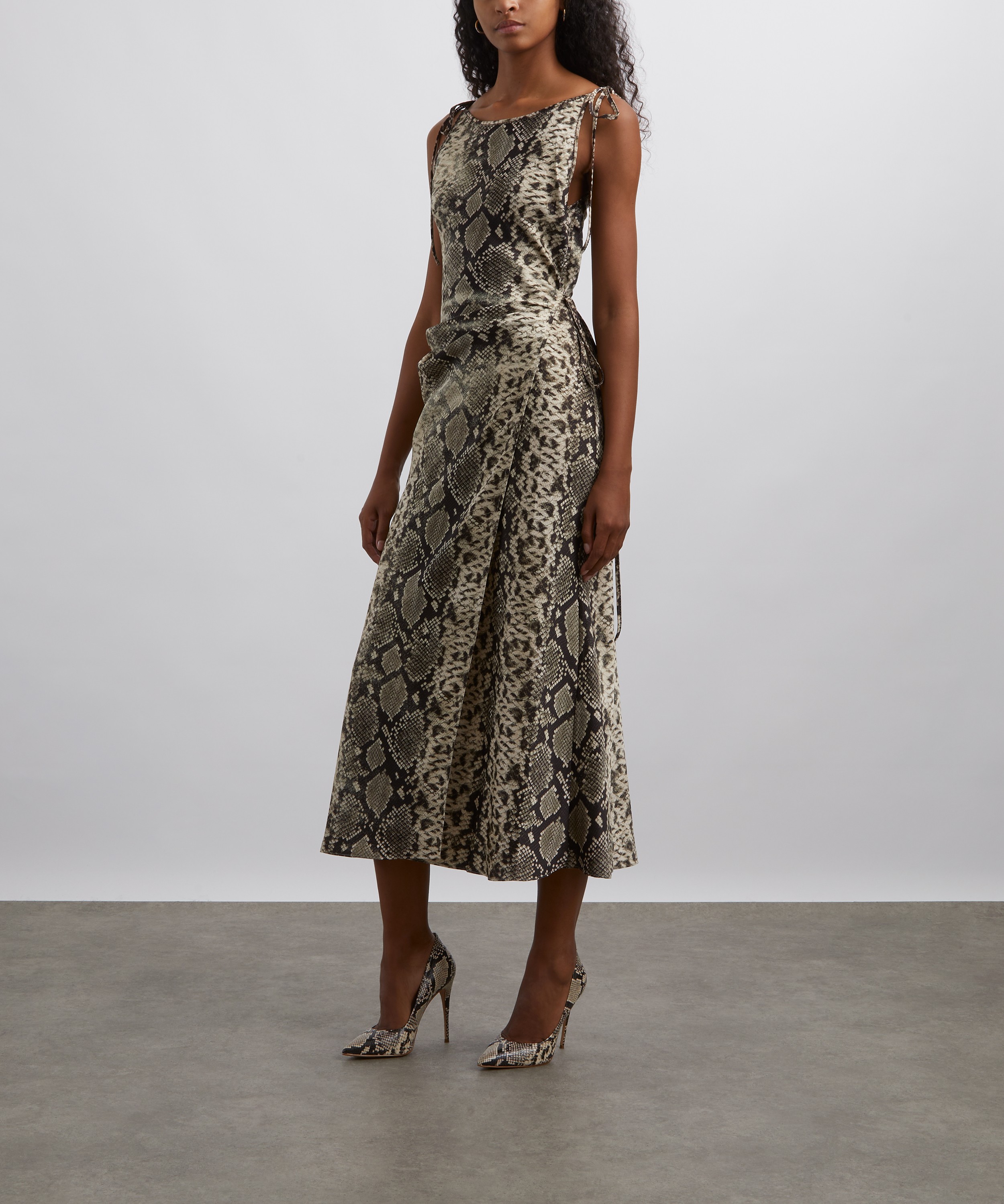 Acne Studios - Python Print Satin Bias Cut Dress image number 2