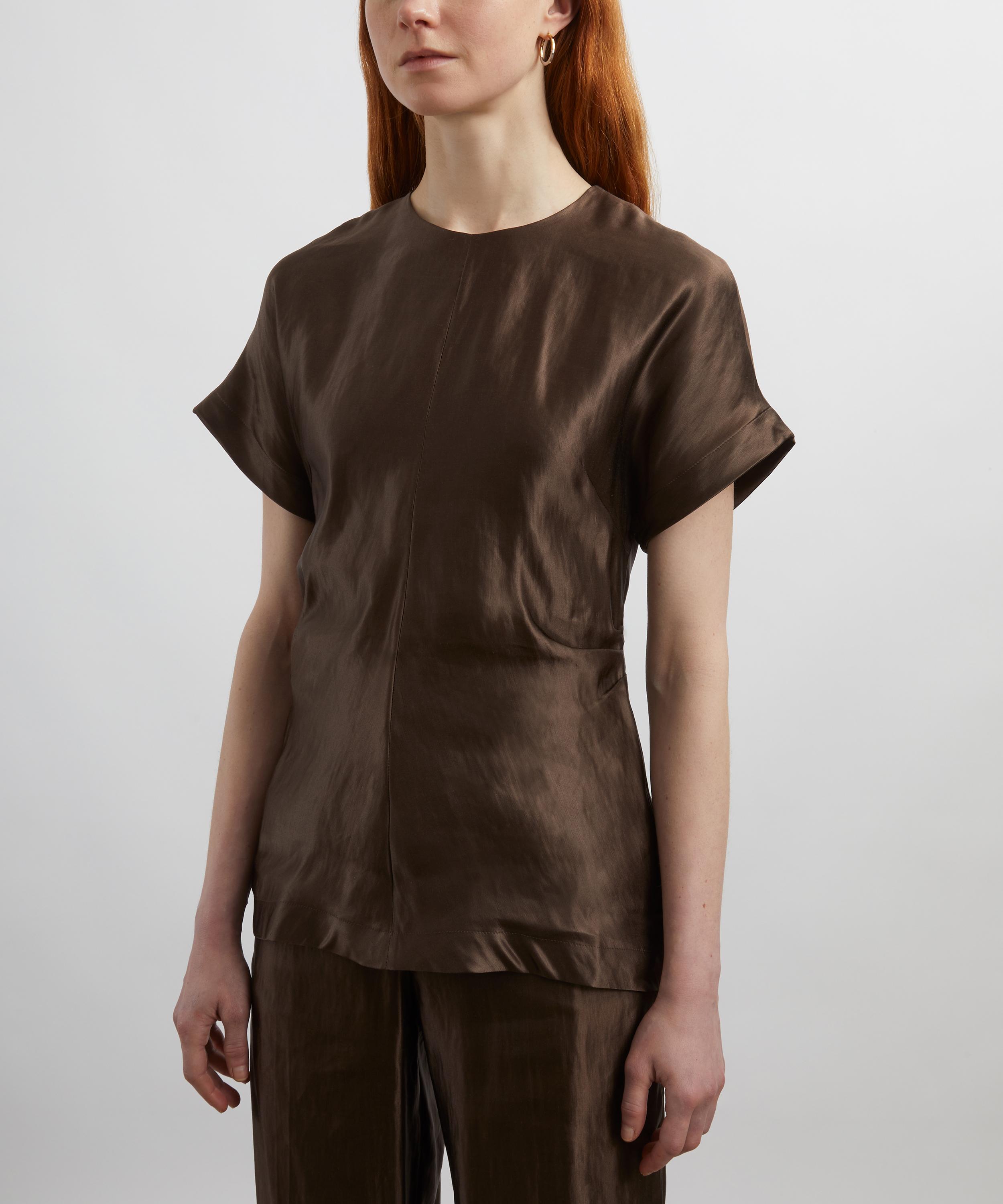 Loulou Studio - Pero Deep Taupe Linen-Silk Blouse image number 2