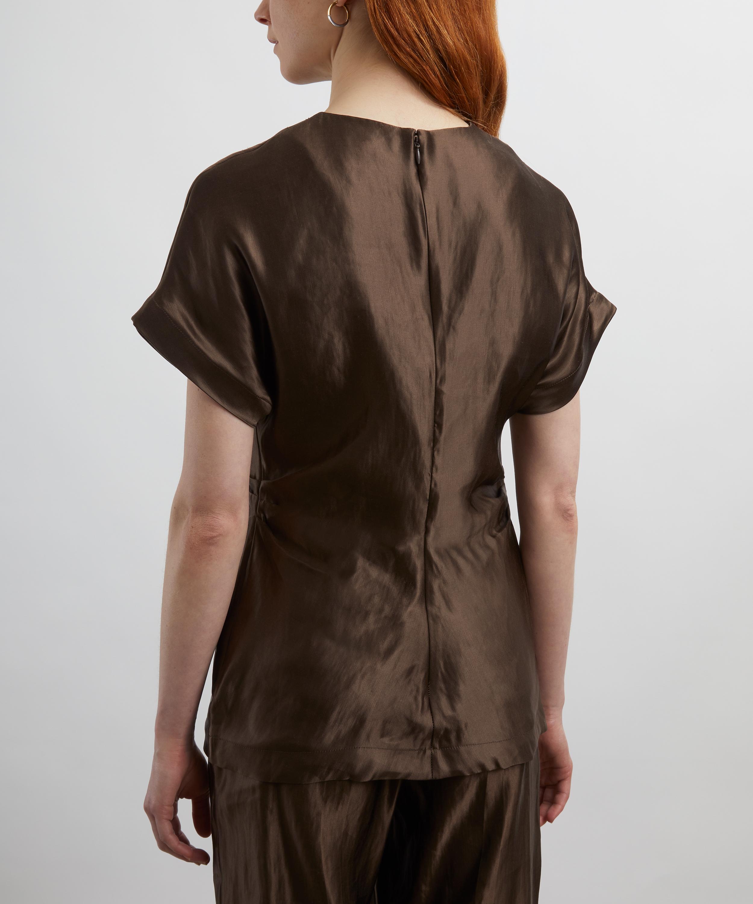 Loulou Studio - Pero Deep Taupe Linen-Silk Blouse image number 3