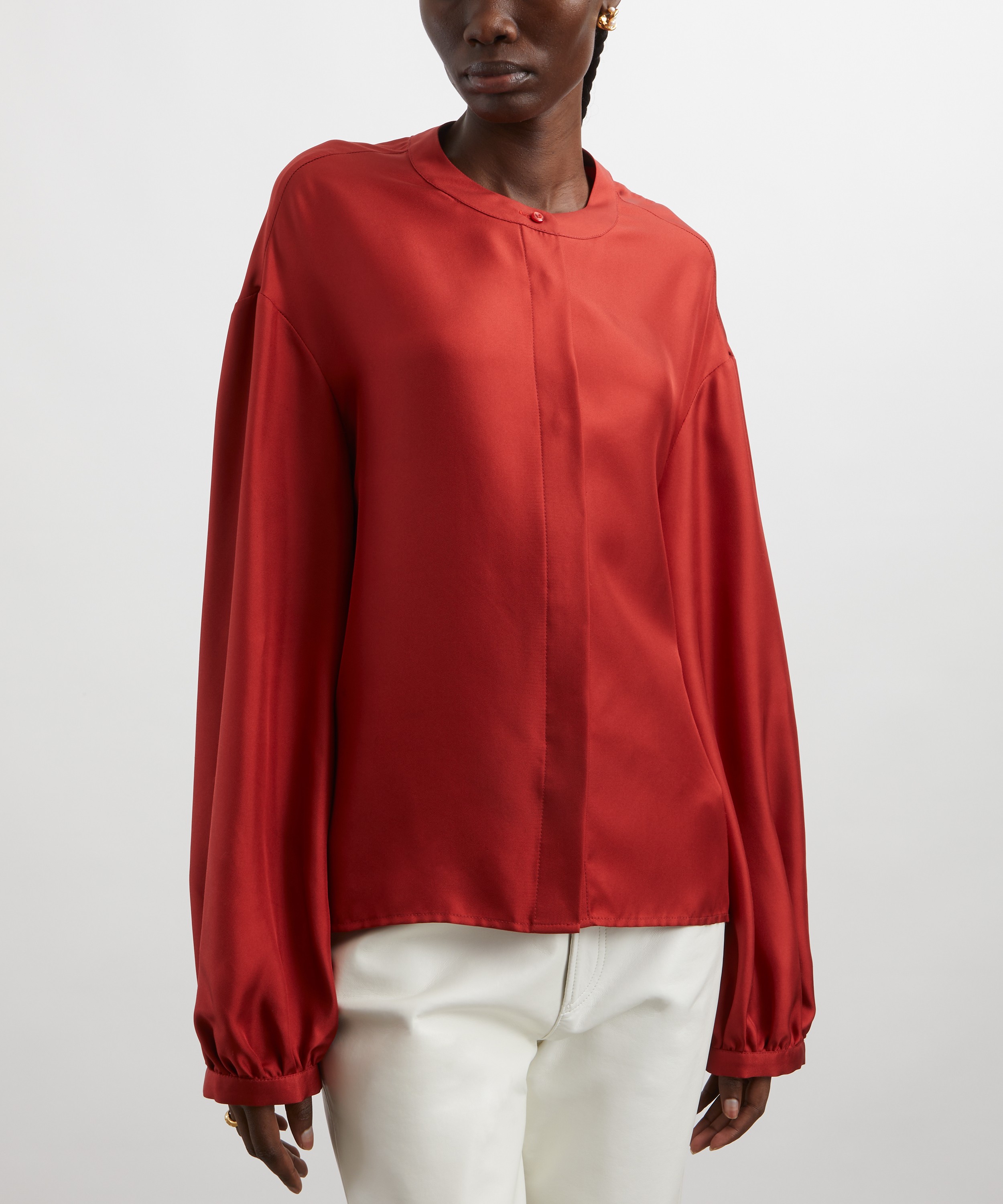 Loulou Studio - Lea Silk Twill Voluminous Blouse image number 2