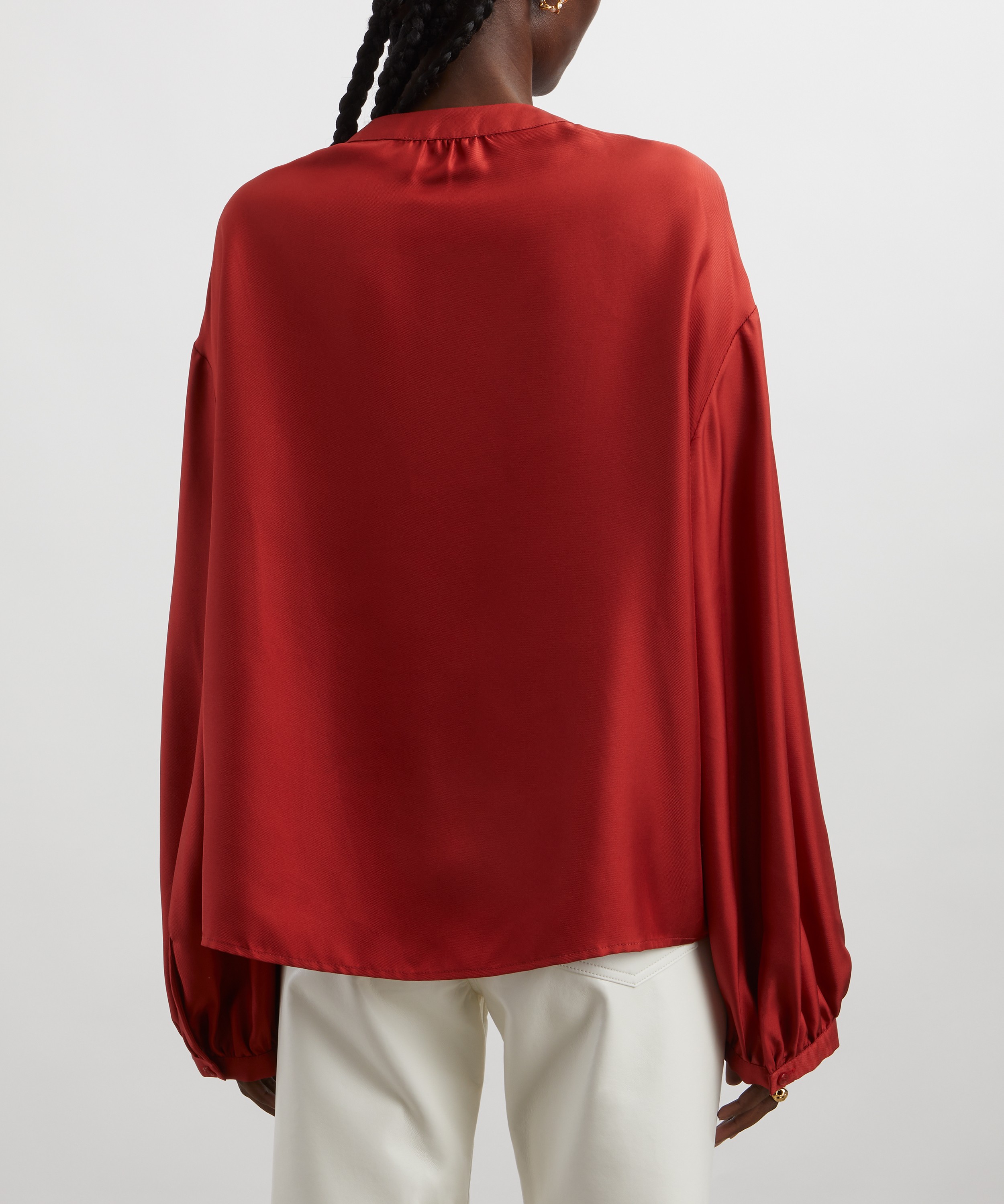 Loulou Studio - Lea Silk Twill Voluminous Blouse image number 3