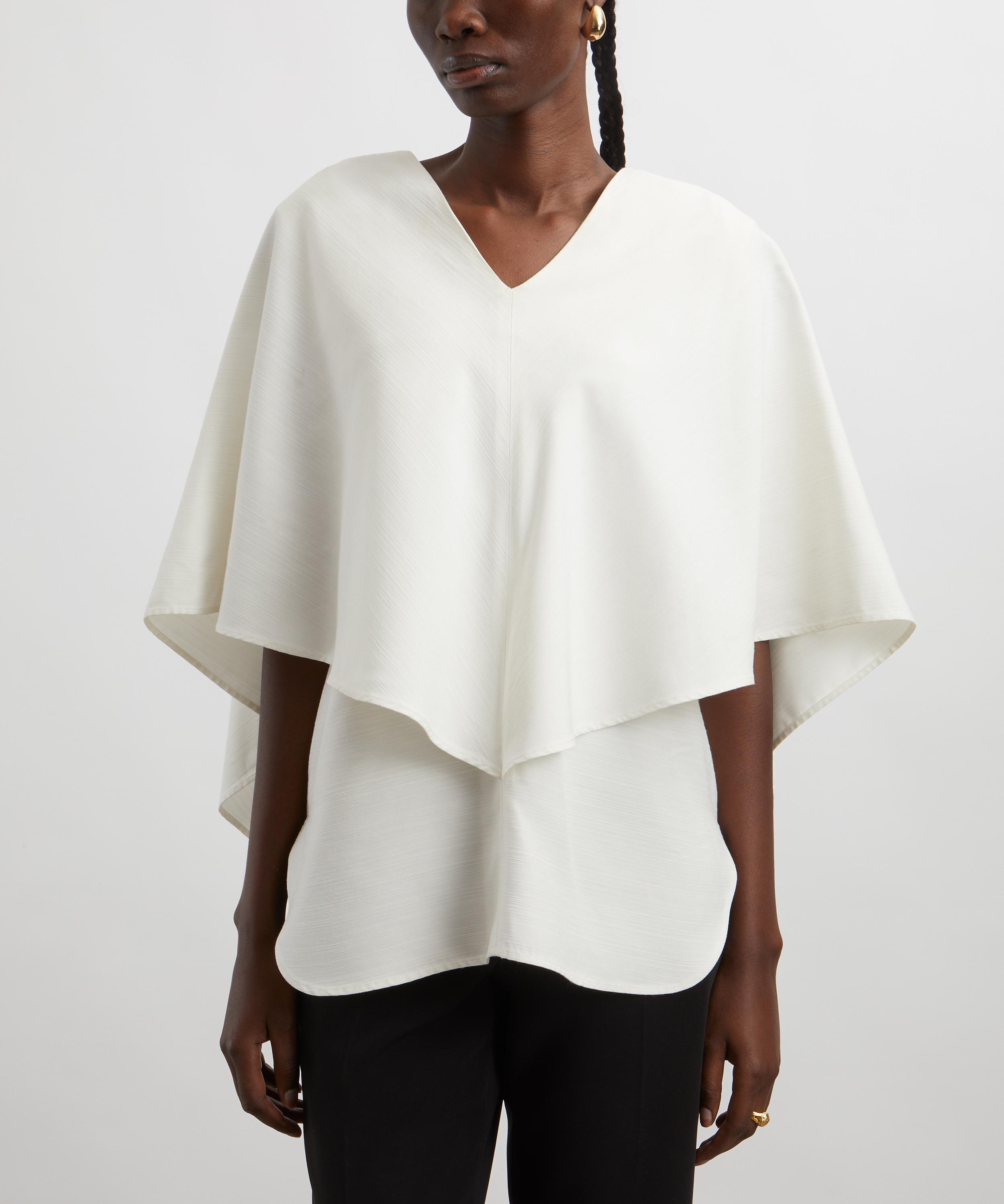 Loulou Studio - Arona Cape V-Neck Blouse image number 2