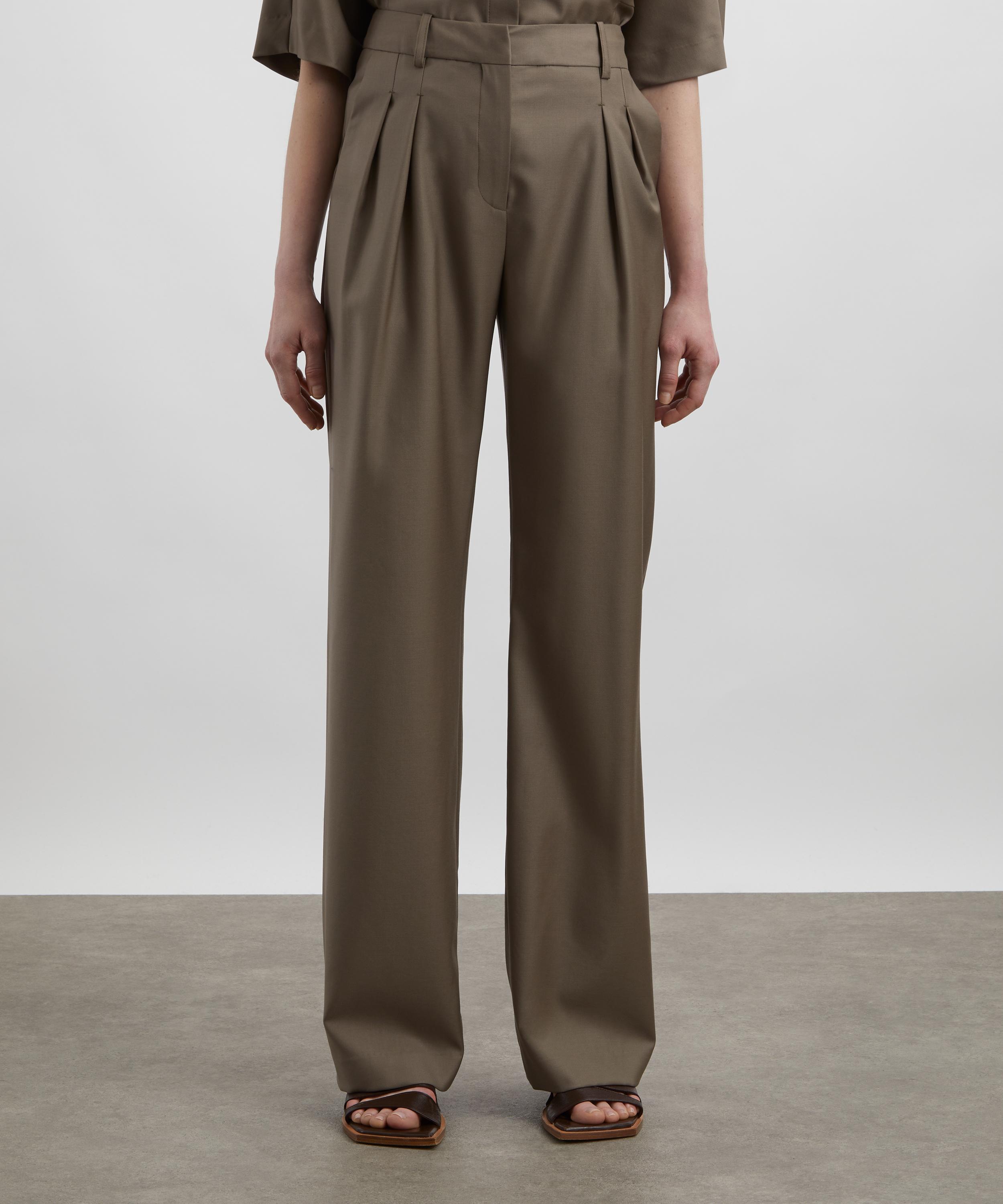 Loulou Studio - Sbiru Khaki Wool-Twill Wide-Leg Trousers image number 2