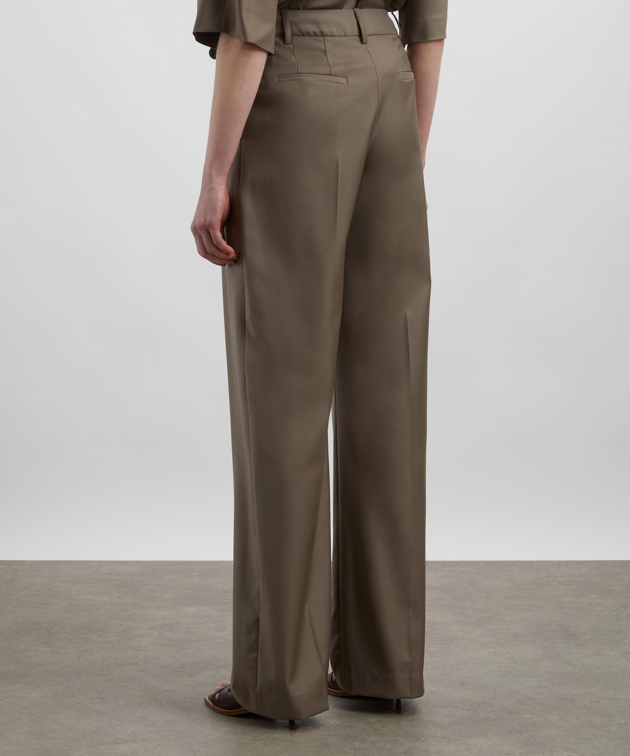 Loulou Studio - Sbiru Khaki Wool-Twill Wide-Leg Trousers image number 3