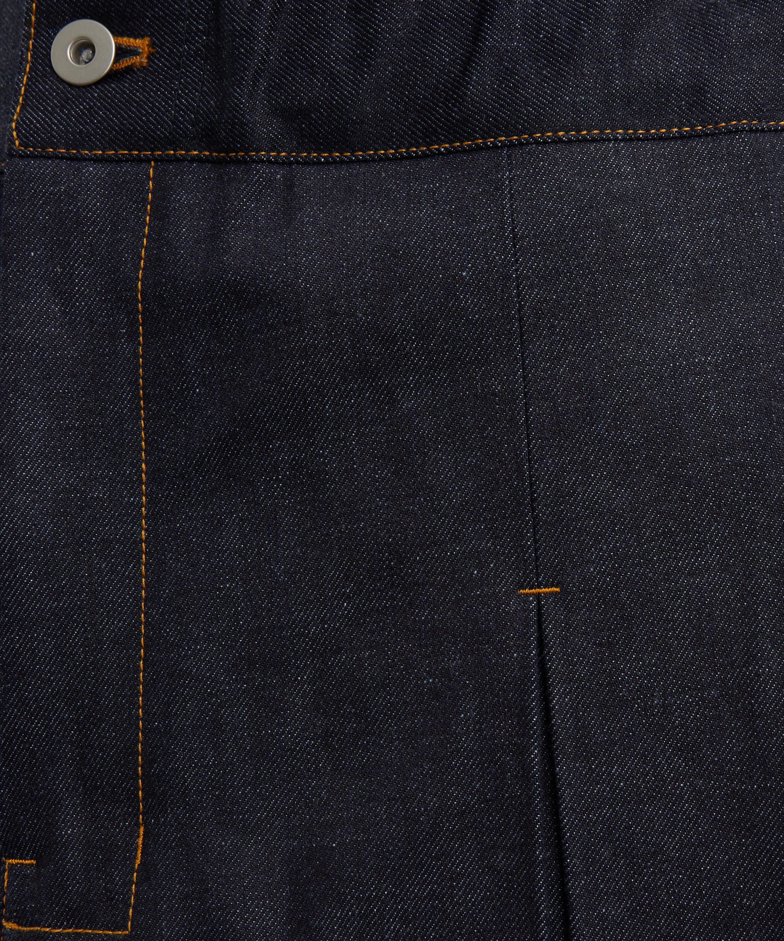 SAGE NATION - Box Pleat Raw Indigo Denim Shorts image number 4