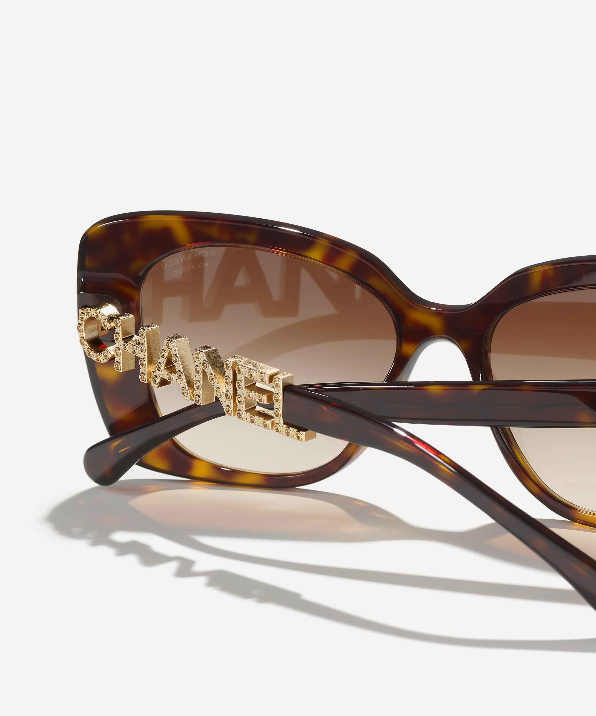 CHANEL - Square Dark Havana Acetate Sunglasses image number 3