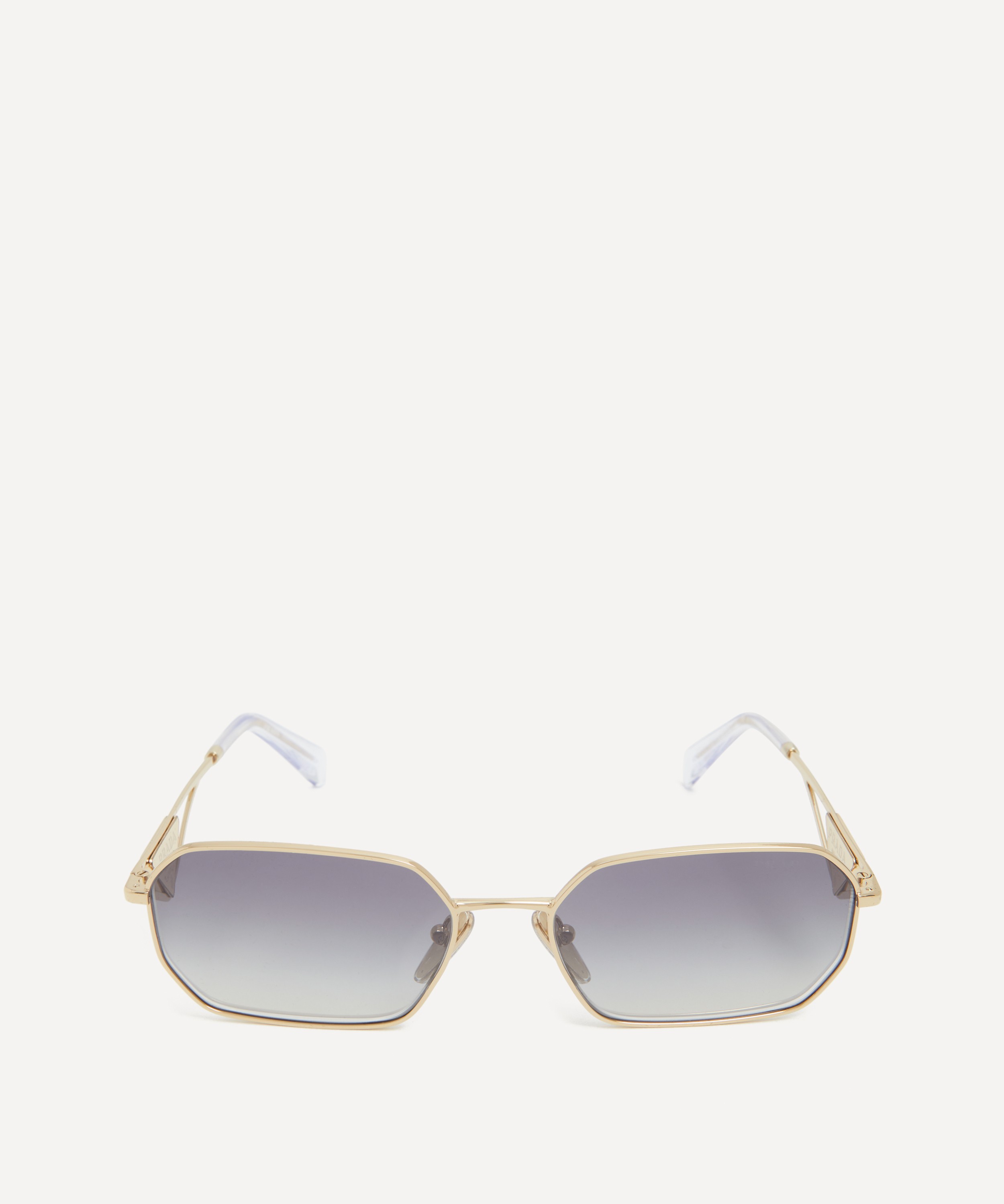 Prada - Rectangle Pale Gold Metal Sunglasses image number 0