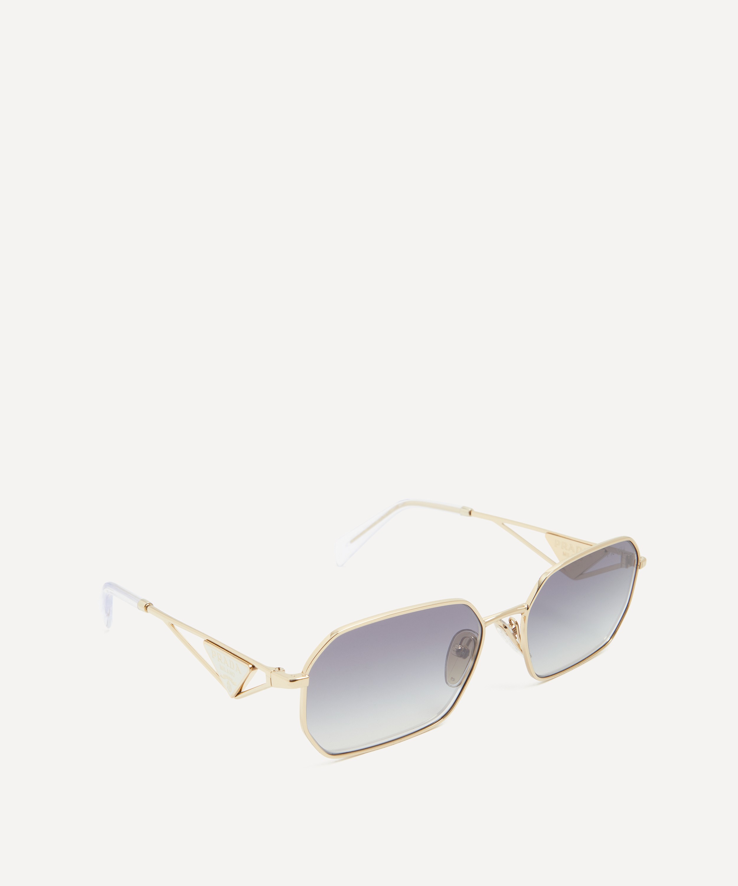 Prada - Rectangle Pale Gold Metal Sunglasses image number 1