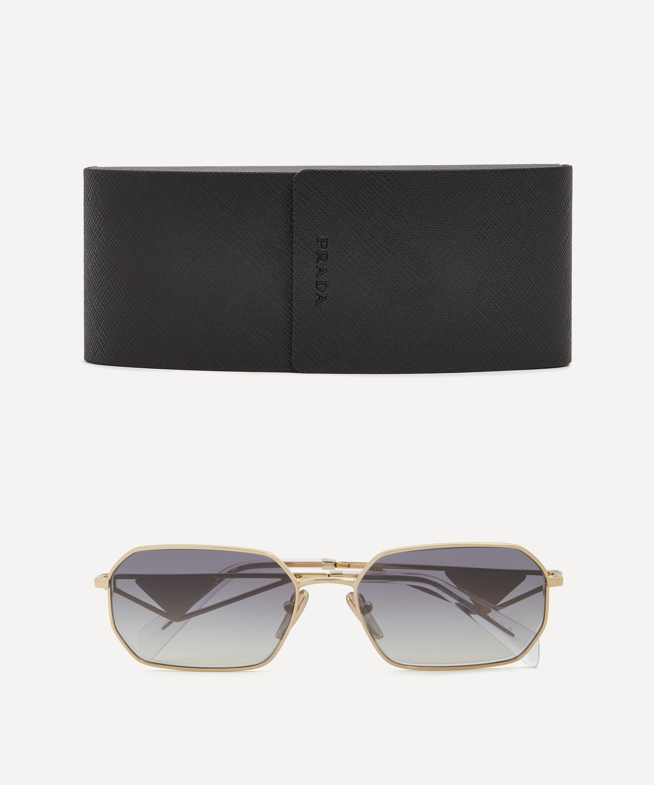 Prada - Rectangle Pale Gold Metal Sunglasses image number 3