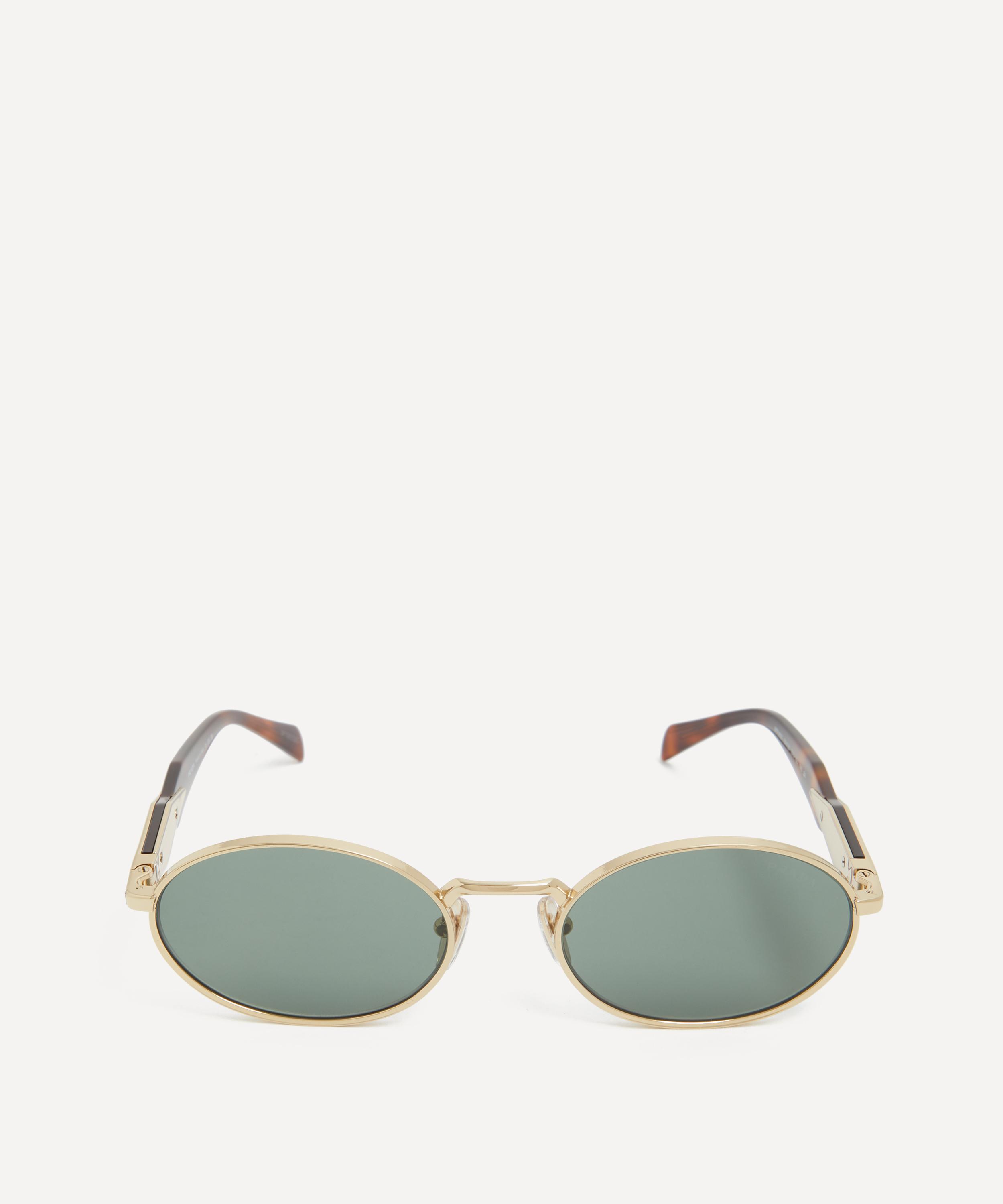Prada - Oval Pale Gold Metal Sunglasses image number 0