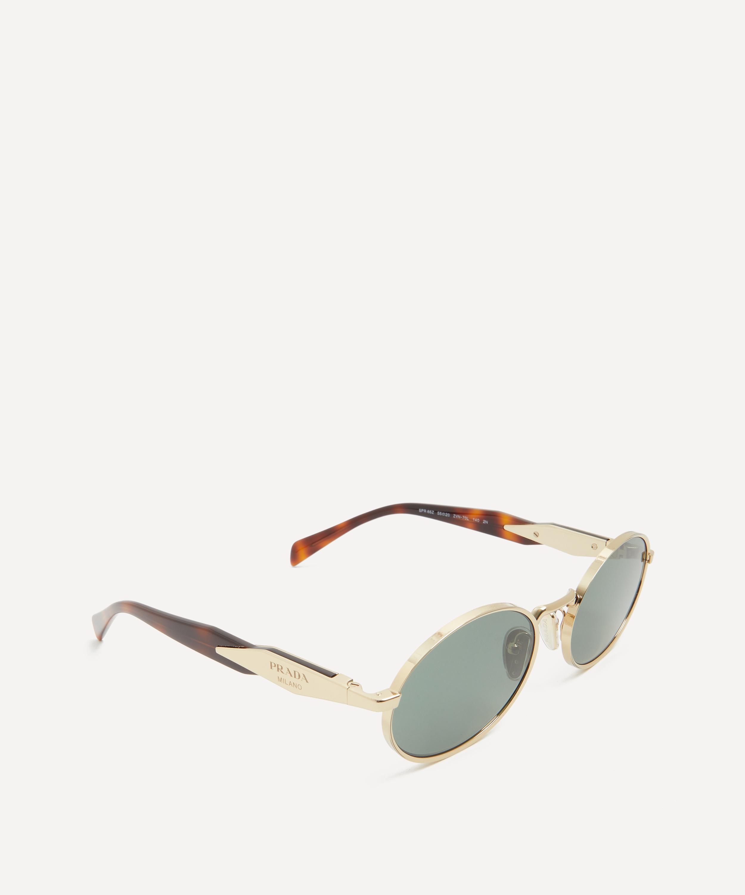 Prada - Oval Pale Gold Metal Sunglasses image number 1