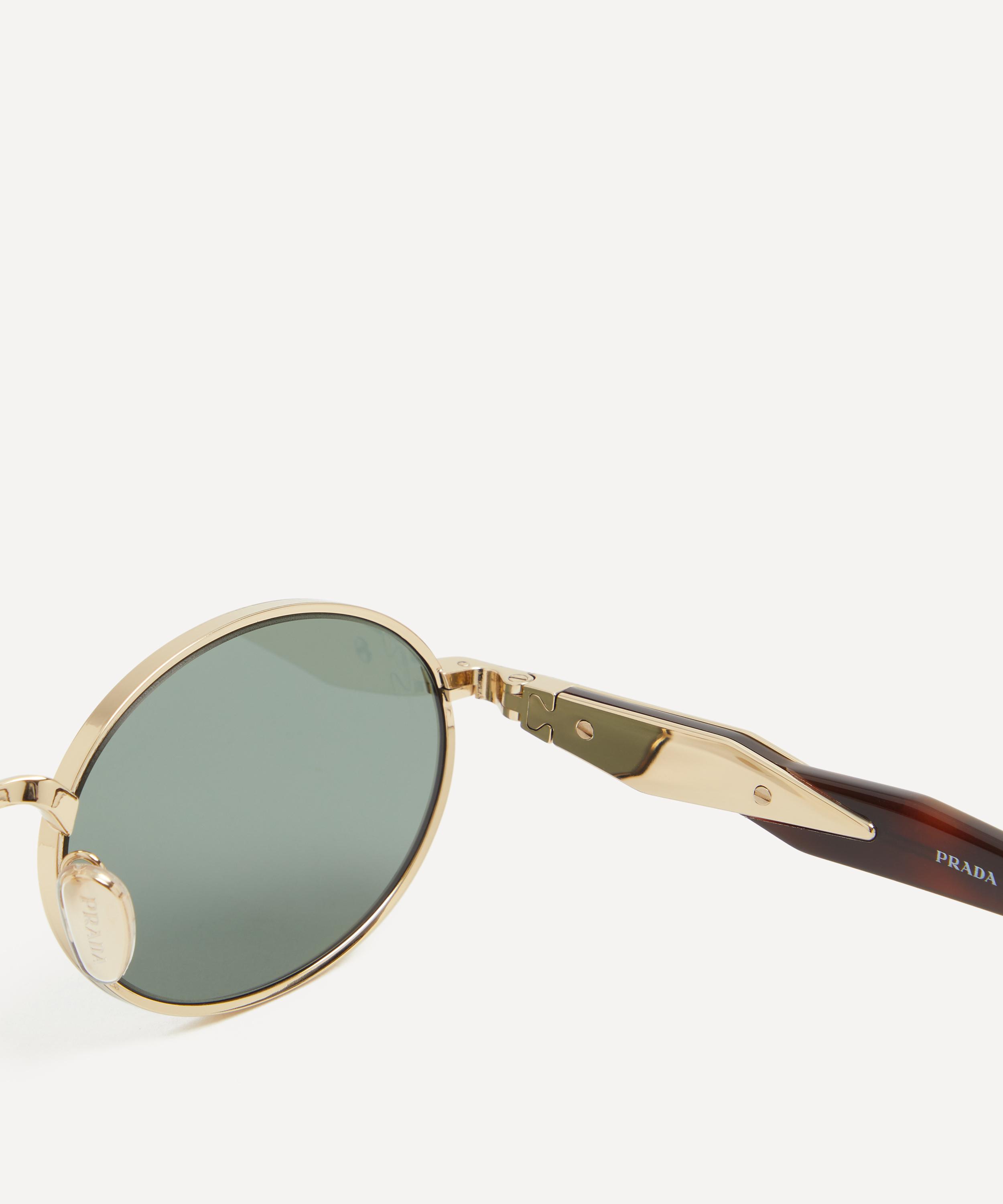 Prada - Oval Pale Gold Metal Sunglasses image number 2