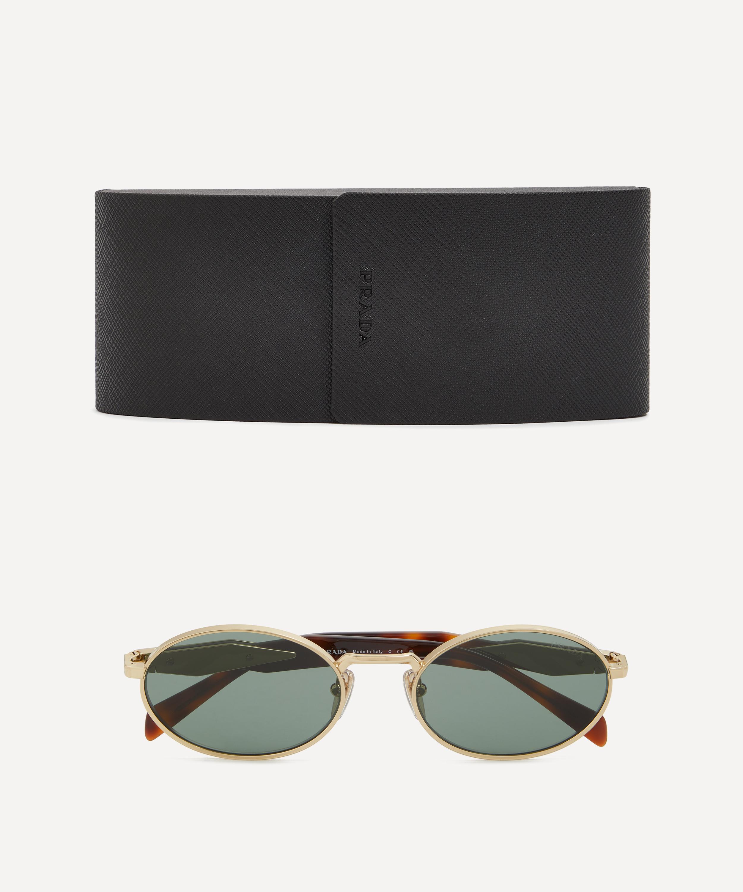 Prada - Oval Pale Gold Metal Sunglasses image number 3