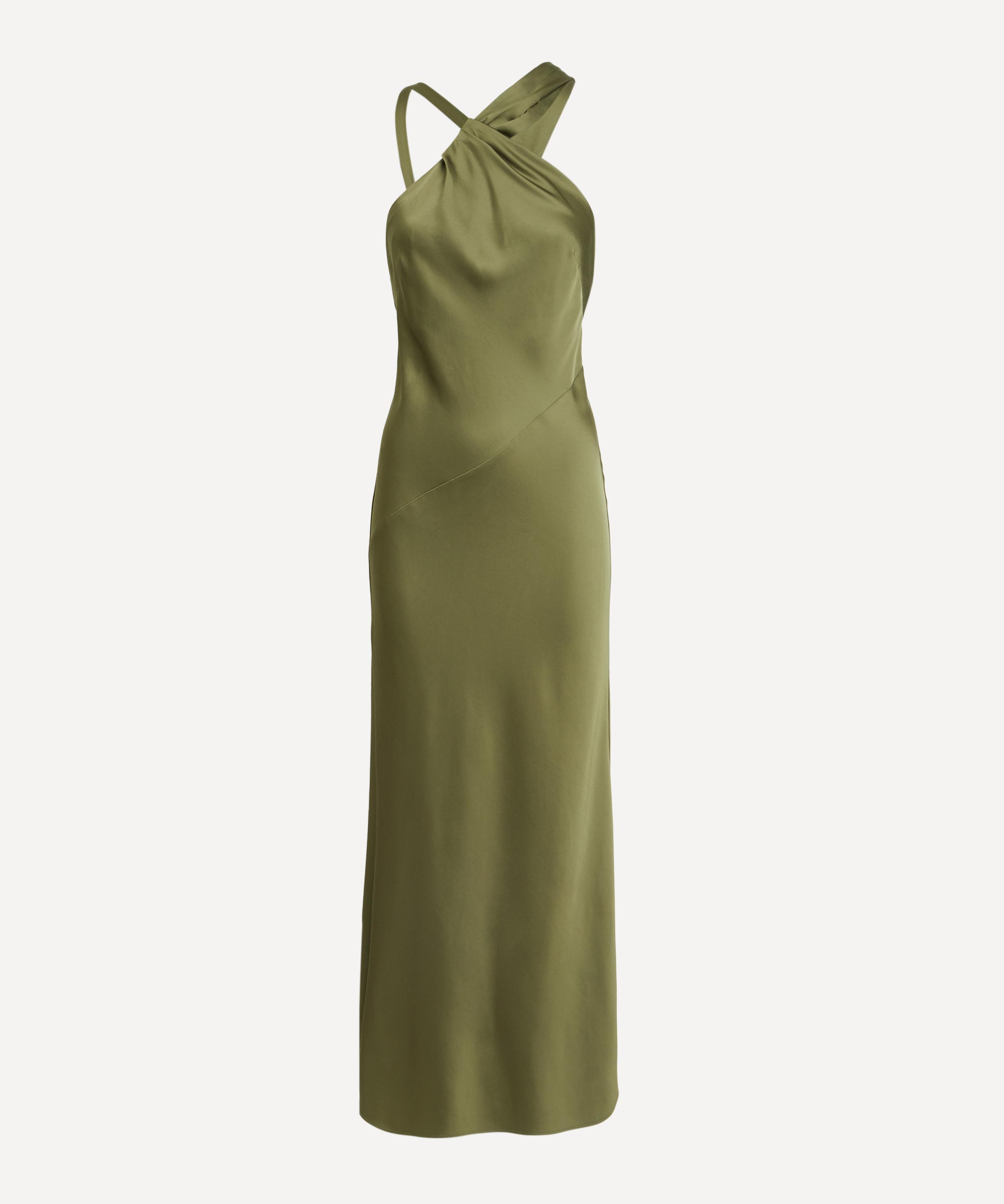 Significant Other - Pesto Lucile Draped Satin Maxi Dress