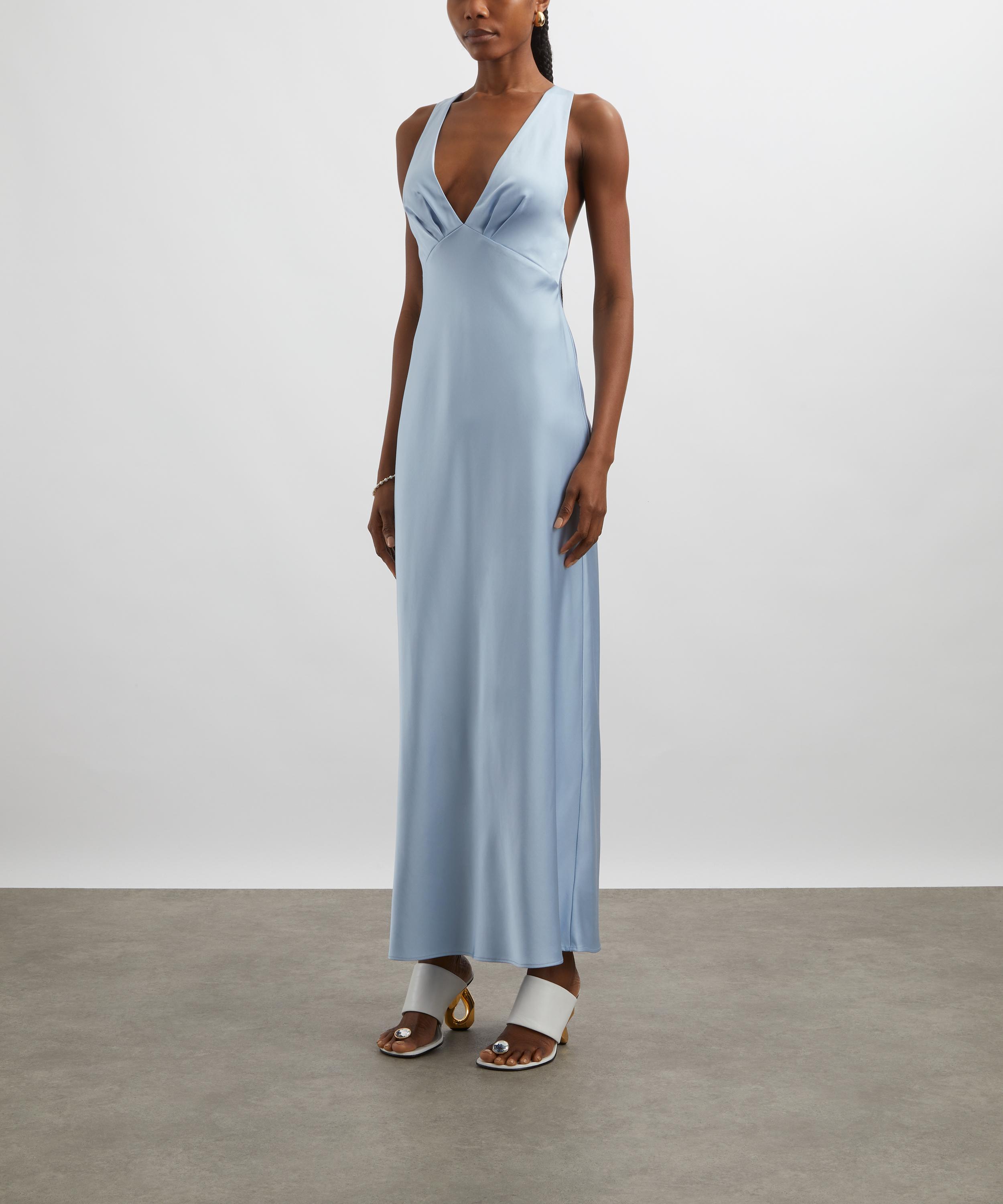 Signficant Other - Ice Blue Lucile Bias Satin Maxi Dress image number 2