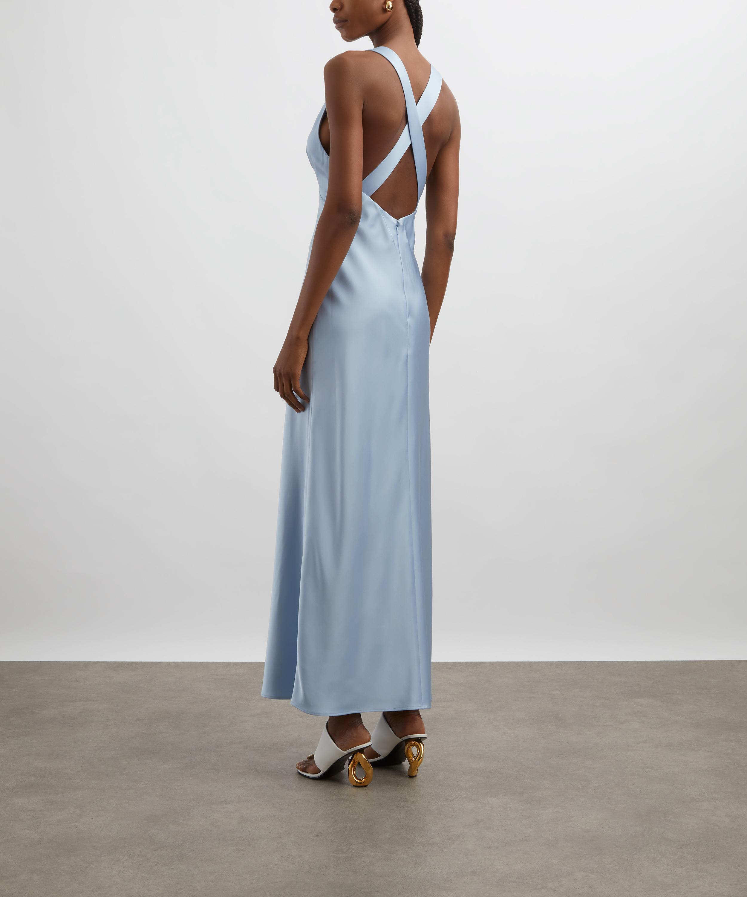 Signficant Other - Ice Blue Lucile Bias Satin Maxi Dress image number 3