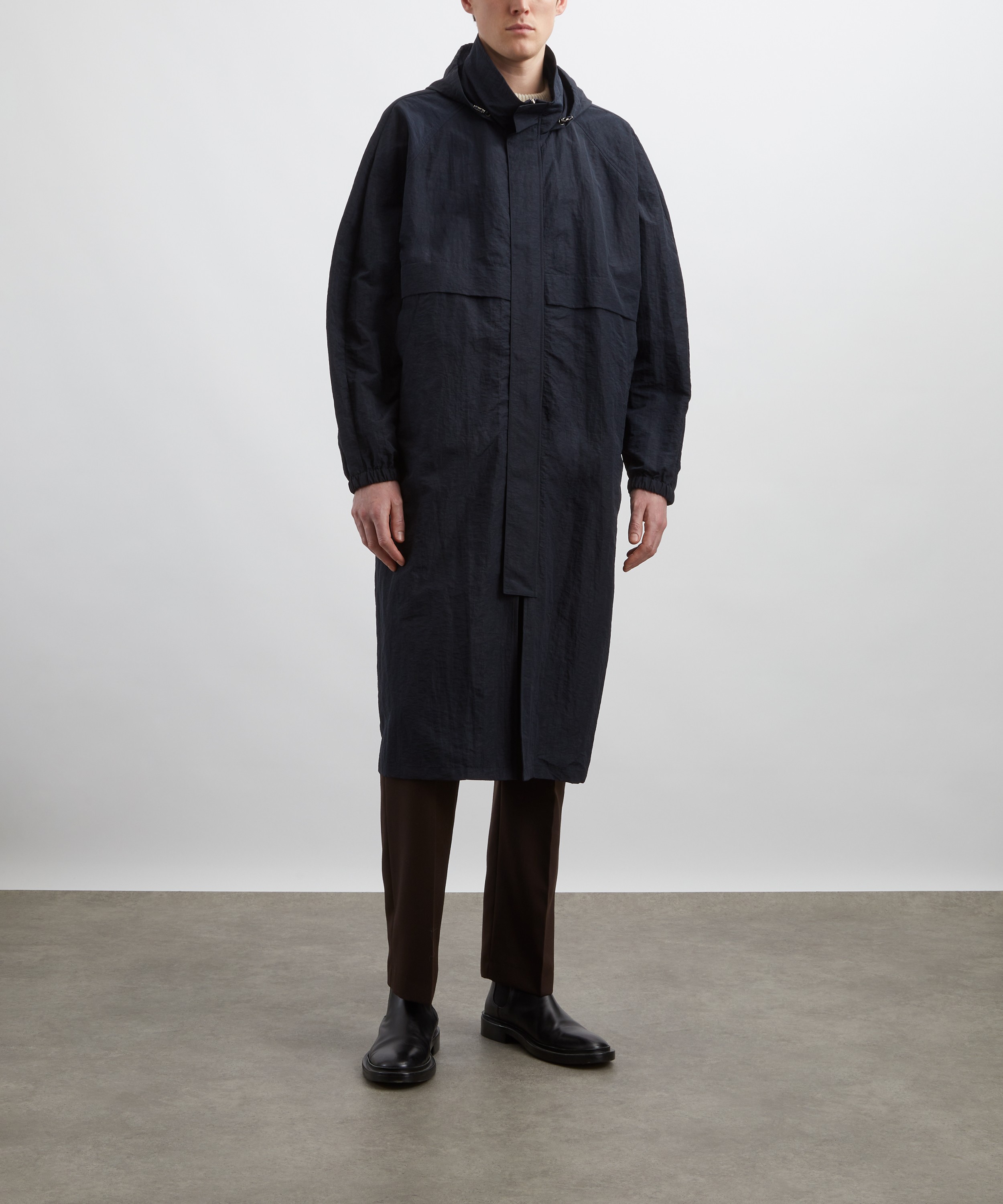 Le17septembre - Navy Hooded Panelled Coat image number 2