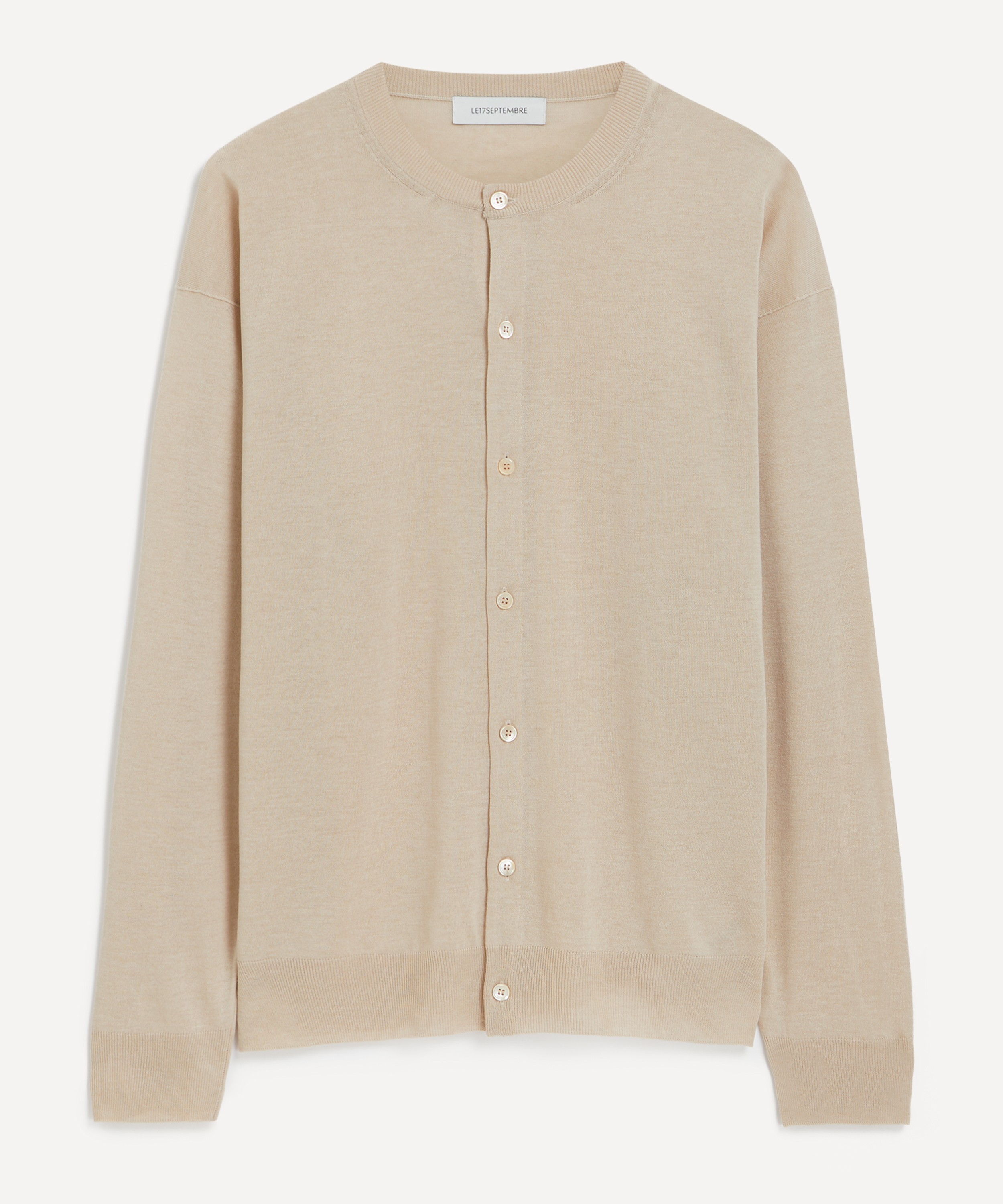 Le17septembre - Beige Sheer Crew-Neck Cardigan