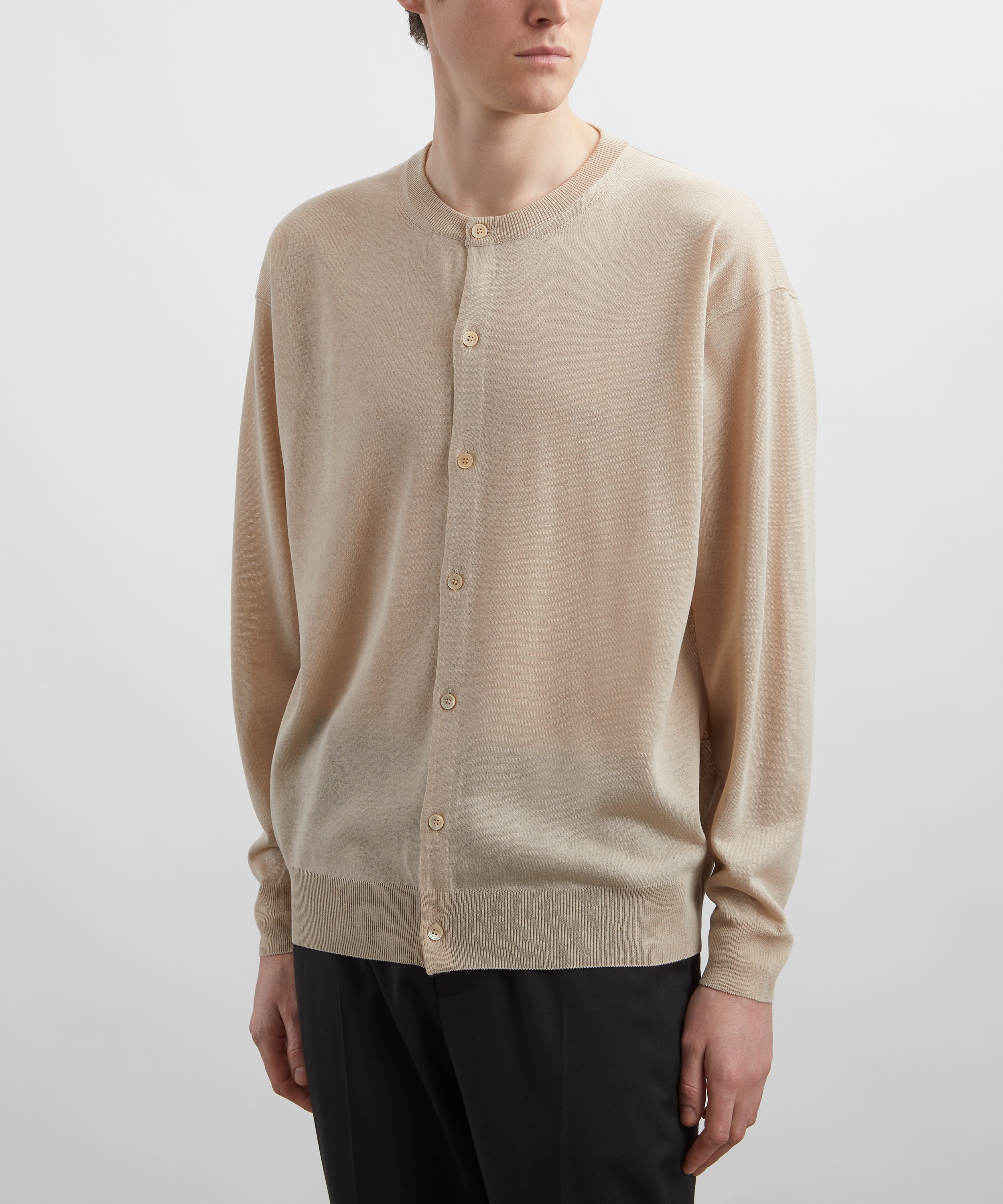 Le17septembre - Beige Sheer Crew-Neck Cardigan image number 2