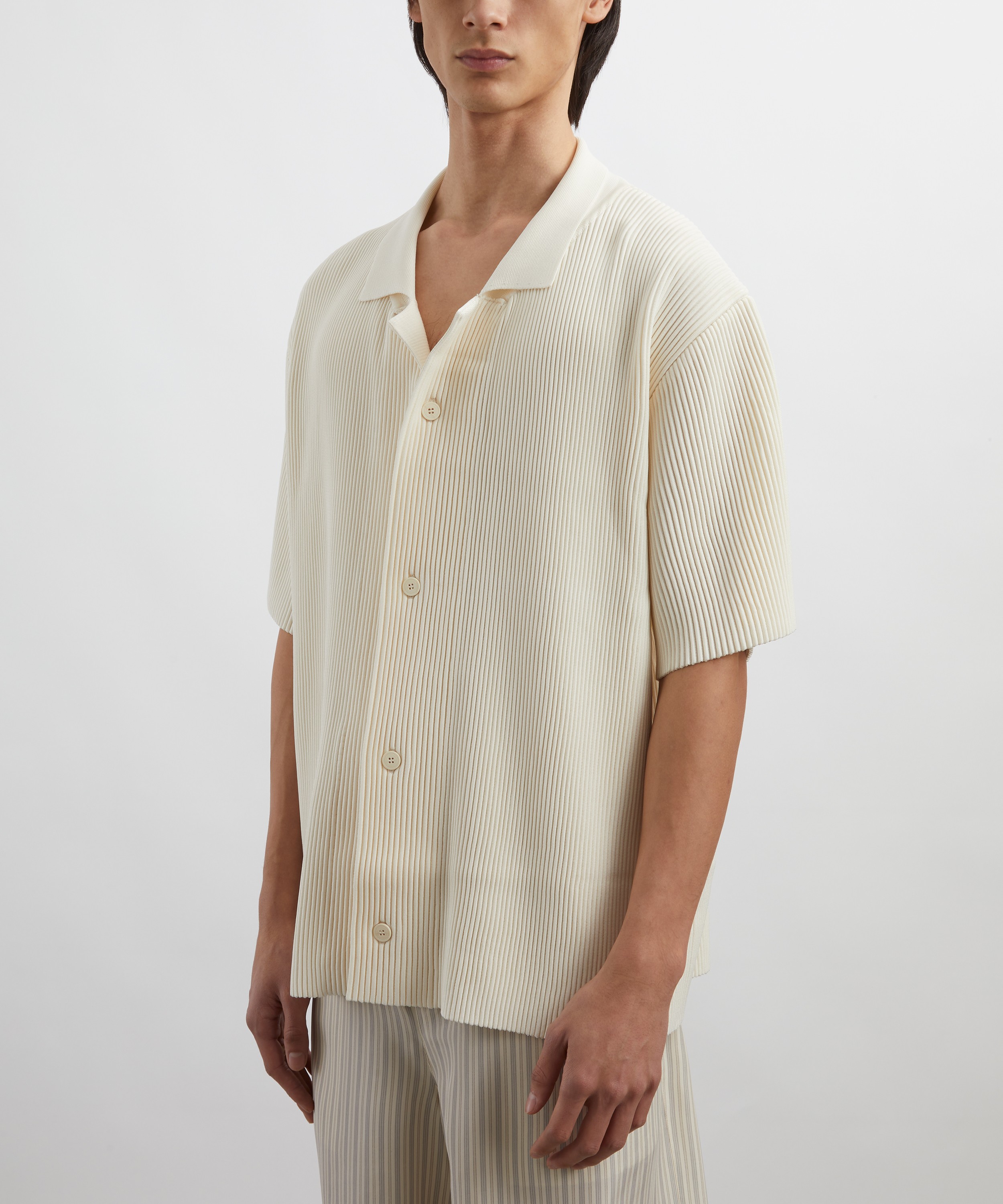 Le17septembre - Ivory Ribbed Camp Collar Shirt image number 2