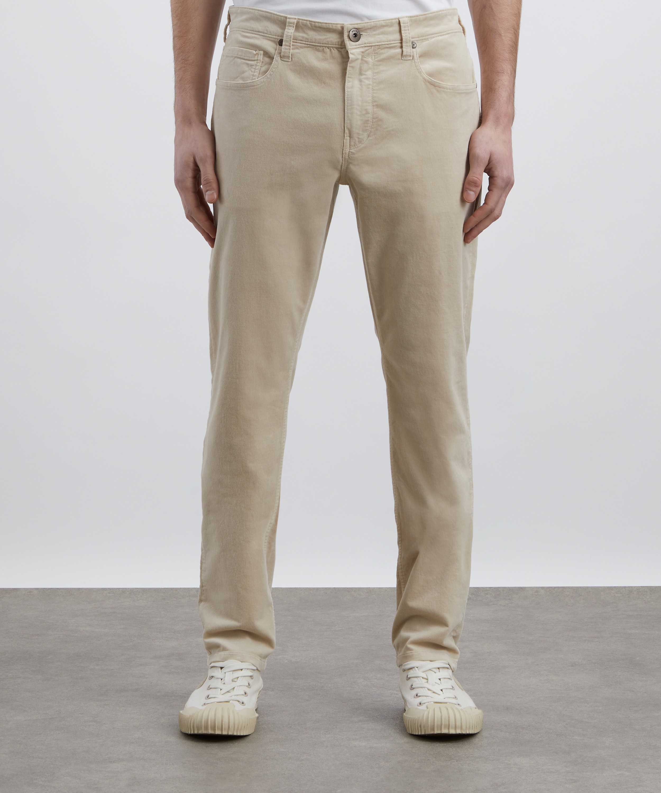 Paige - Federal Slim Straight Corduroy Jeans in Ivory Cream image number 2