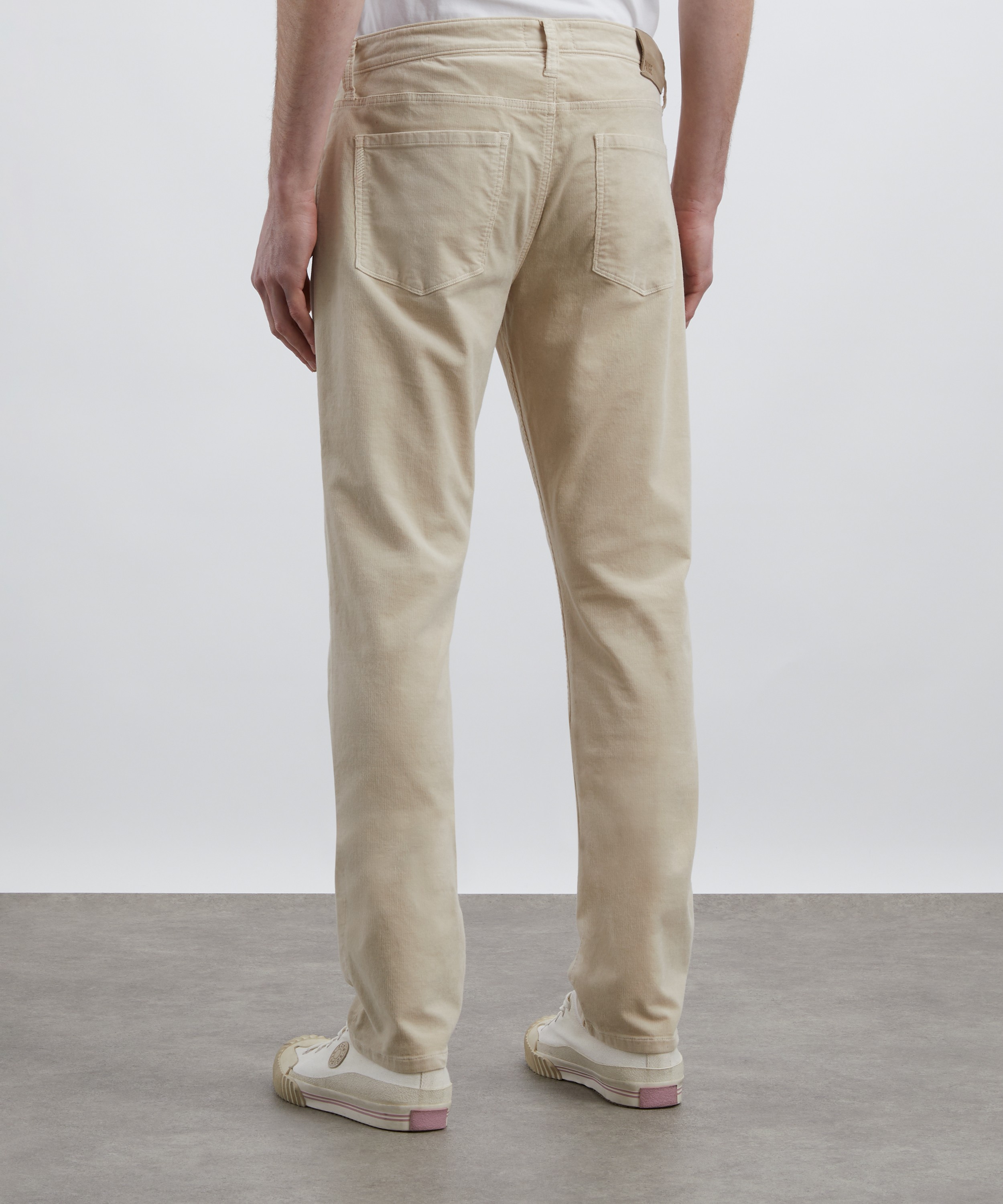 Paige - Federal Slim Straight Corduroy Jeans in Ivory Cream image number 3