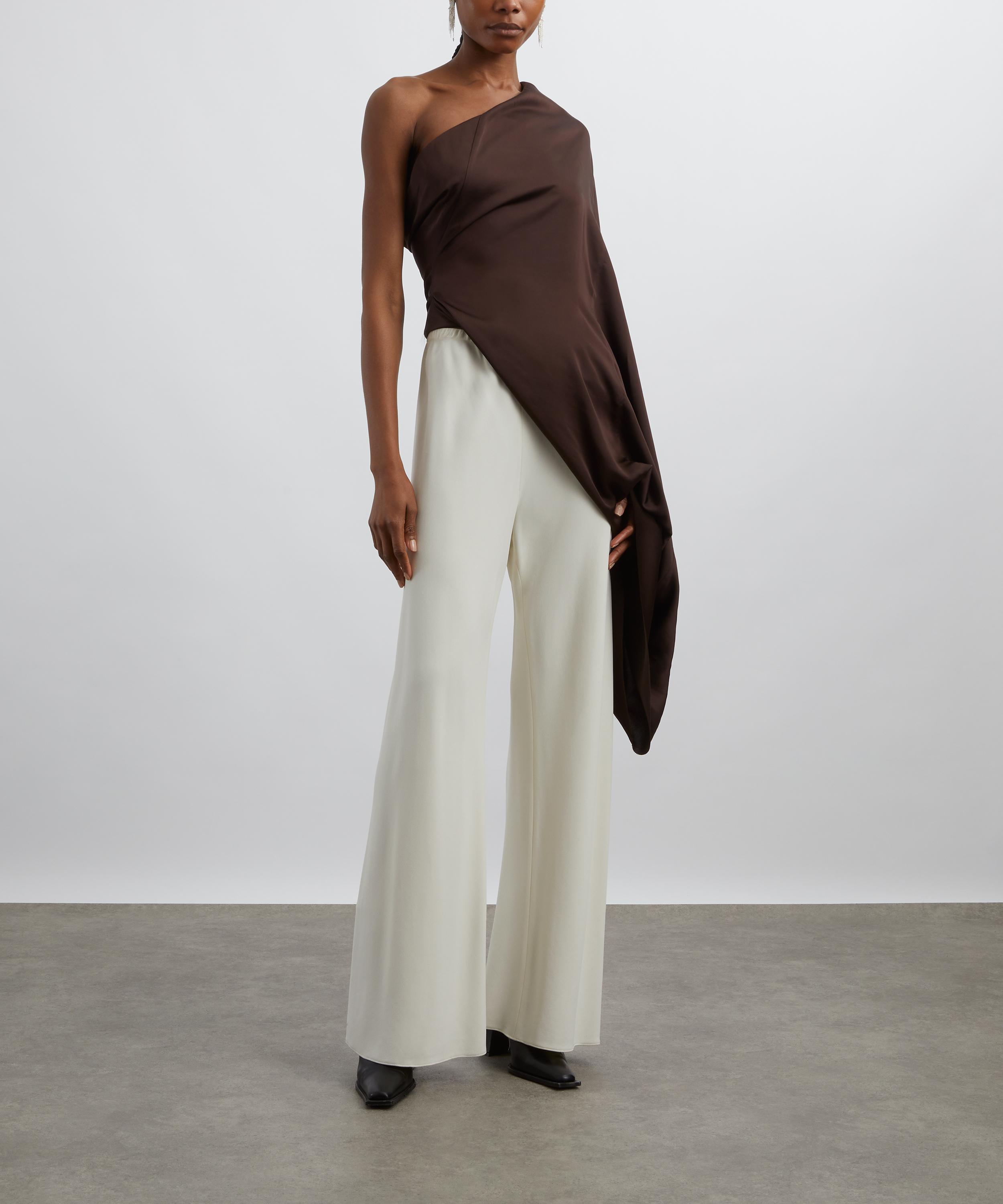 Rick Owens - Mahogany One-Shoulder Draped Satin Top image number 1