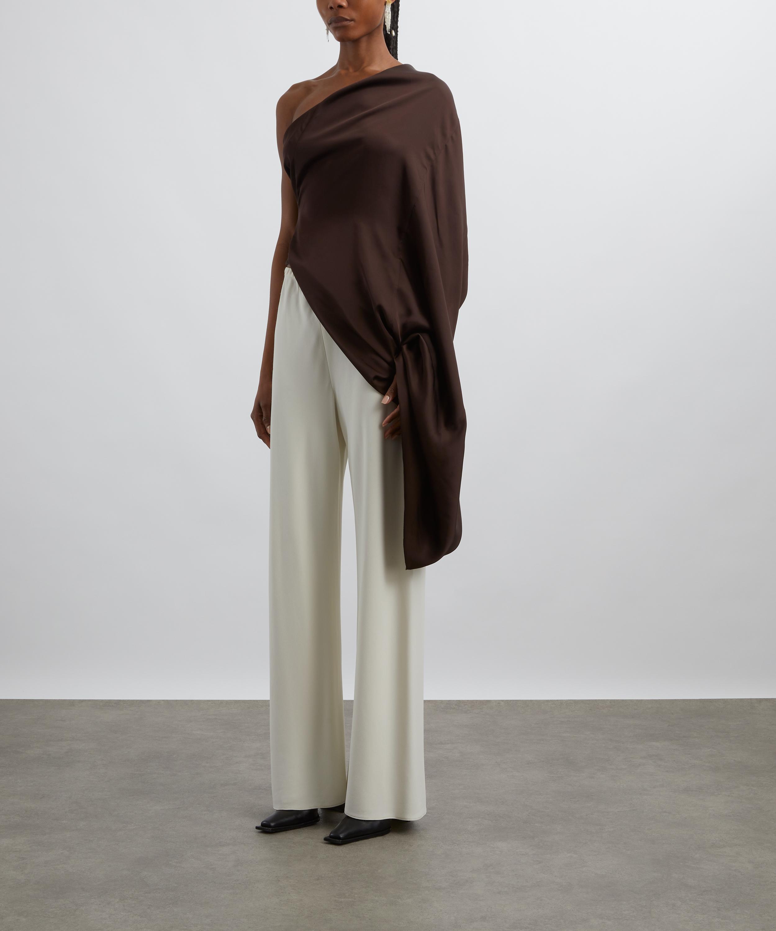 Rick Owens - Mahogany One-Shoulder Draped Satin Top image number 2