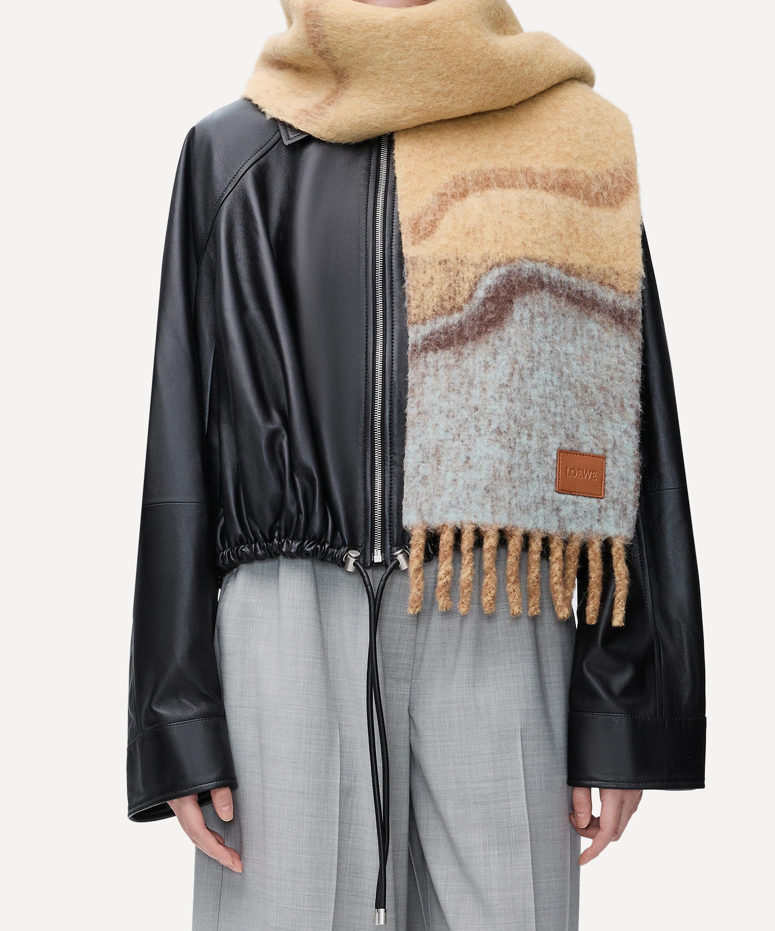 Loewe - Camel Jacquard Marble Alpaca-Blend Scarf image number 1
