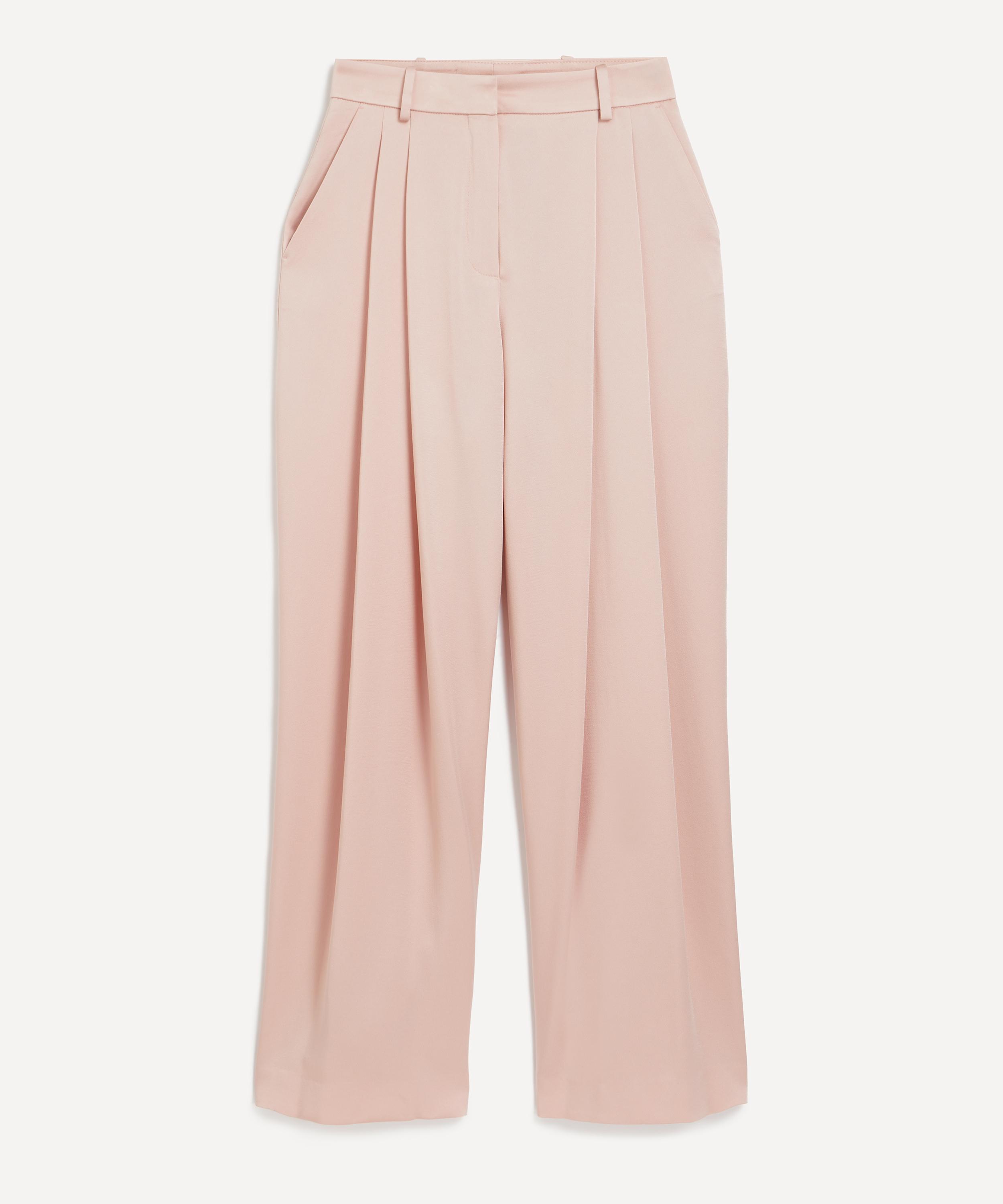 Nina Ricci - Pink Crepe Pleated Wide-Leg Trousers image number 0