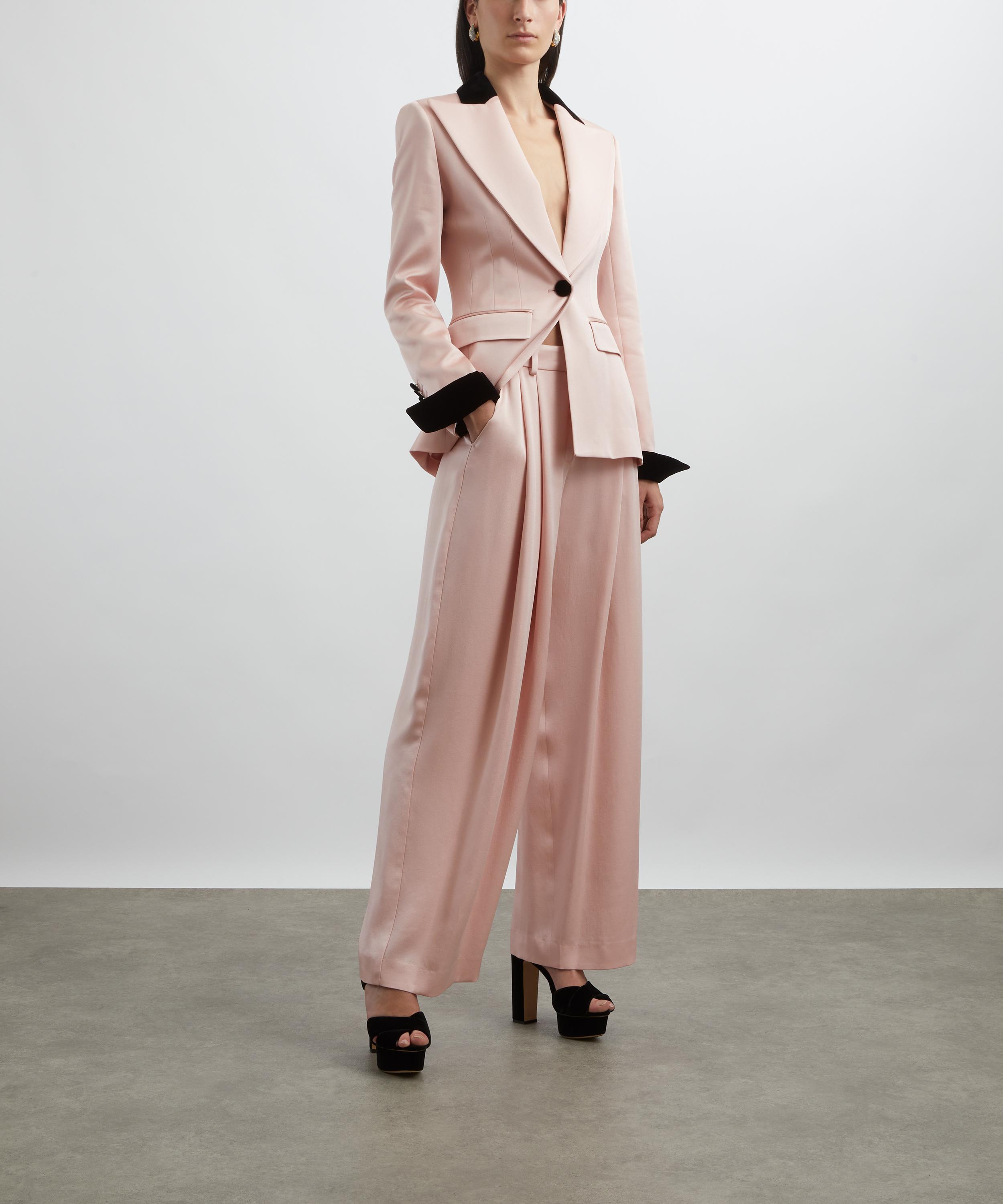 Nina Ricci - Pink Crepe Pleated Wide-Leg Trousers image number 1