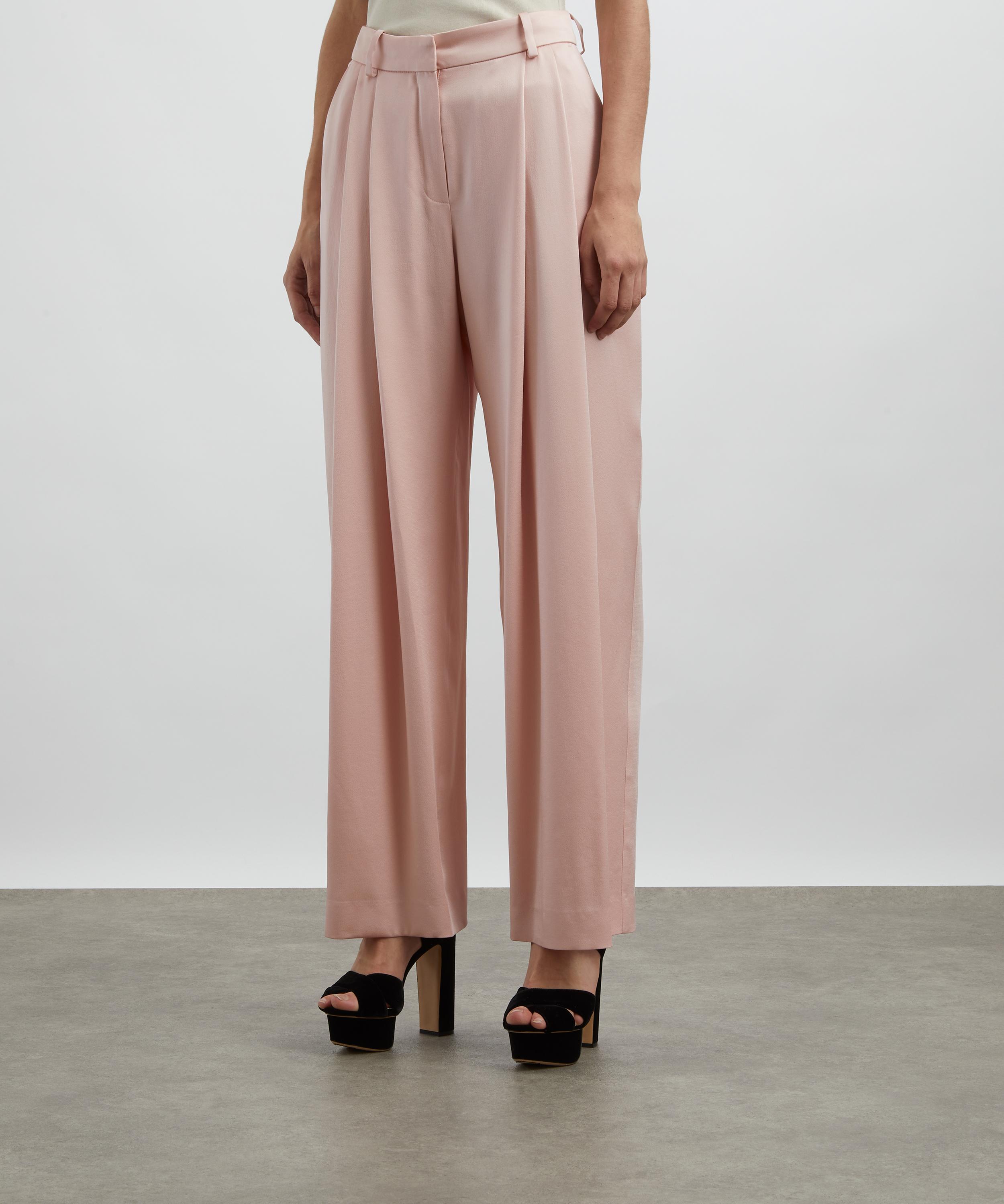 Nina Ricci - Pink Crepe Pleated Wide-Leg Trousers image number 2