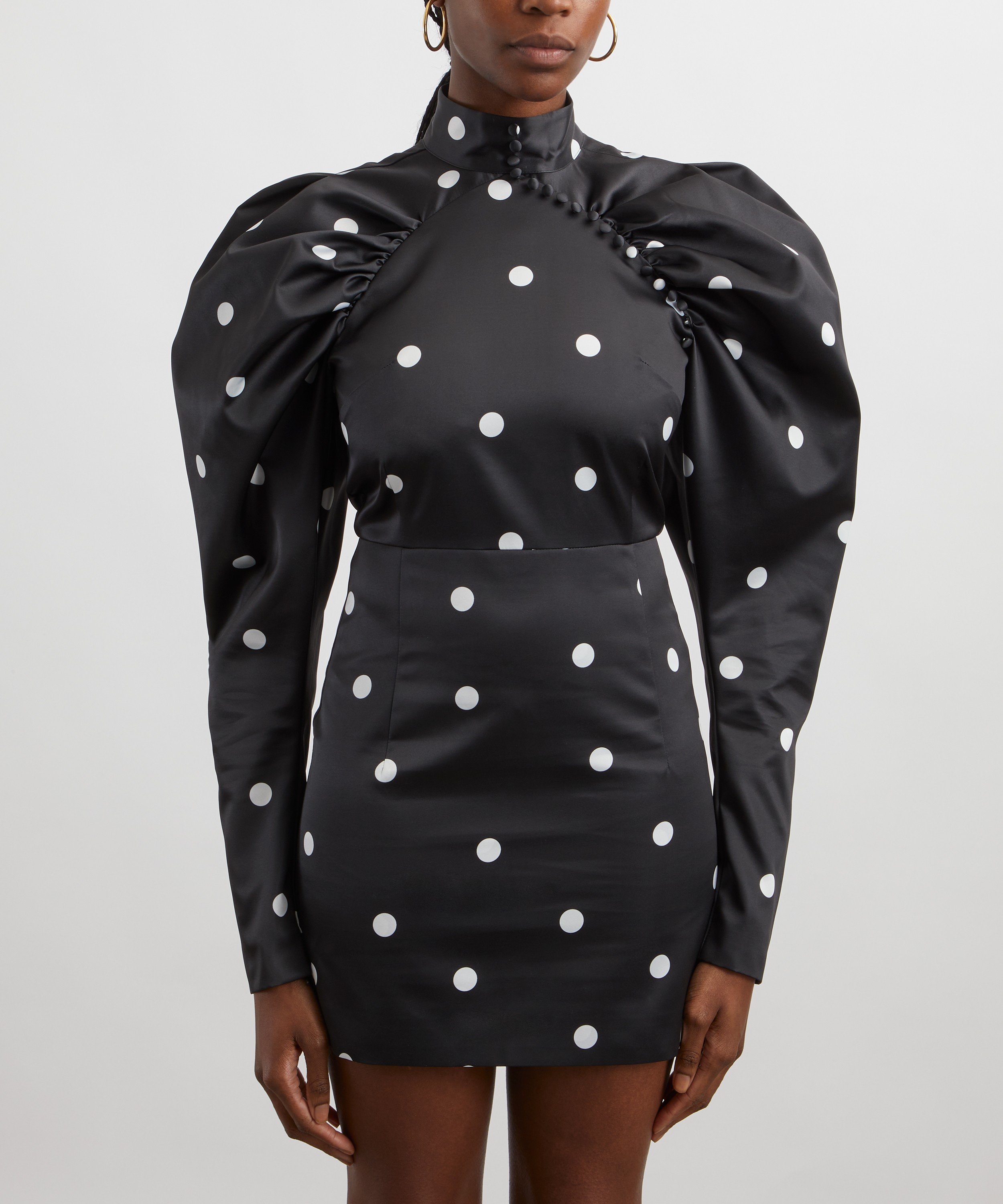 ROTATE Birger Christensen - Satin Polka Dot Mini Dress image number 2