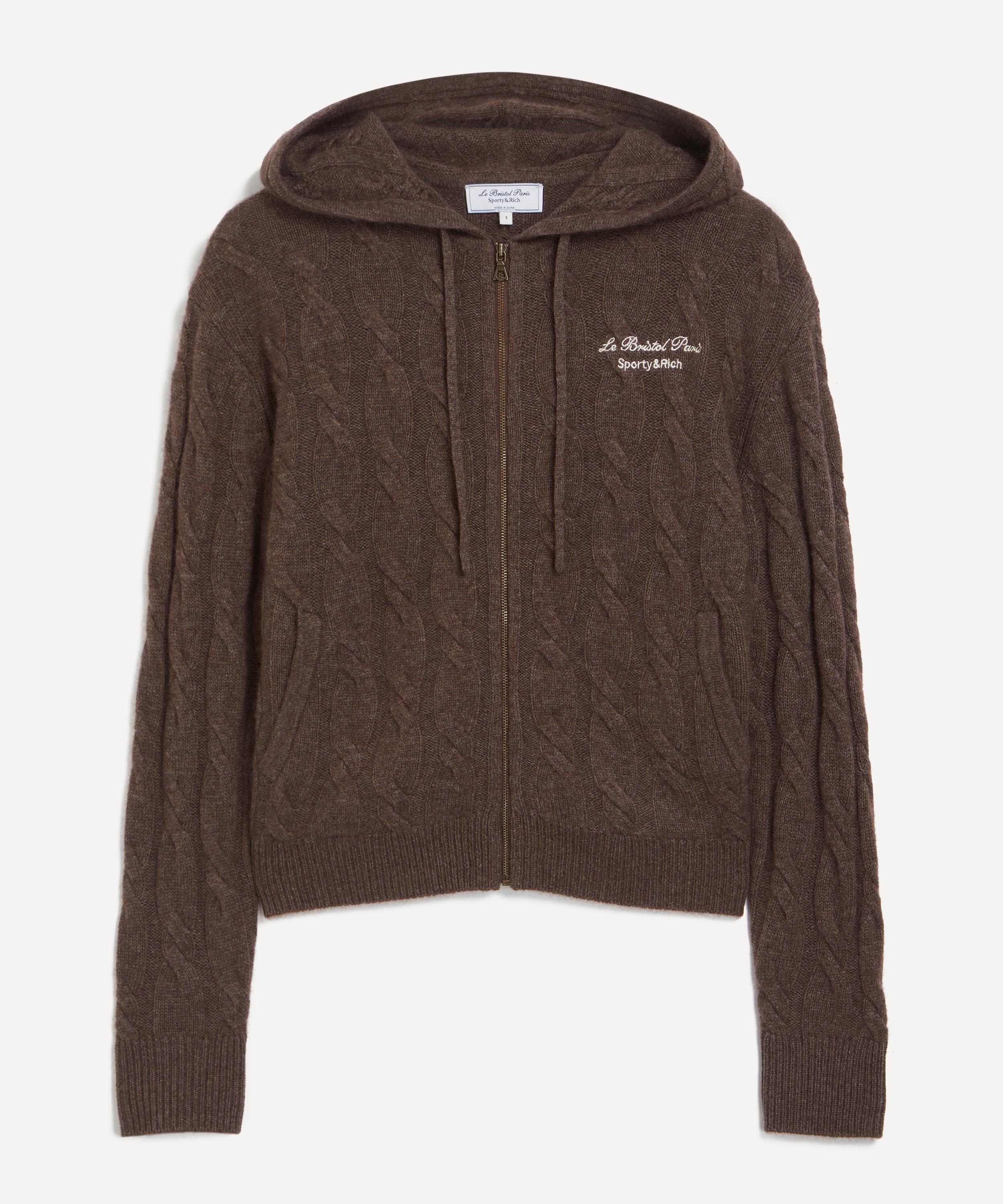 Sporty & Rich - Faubourg Cable-Knit Wool-Cashmere Zip Hoodie image number 0