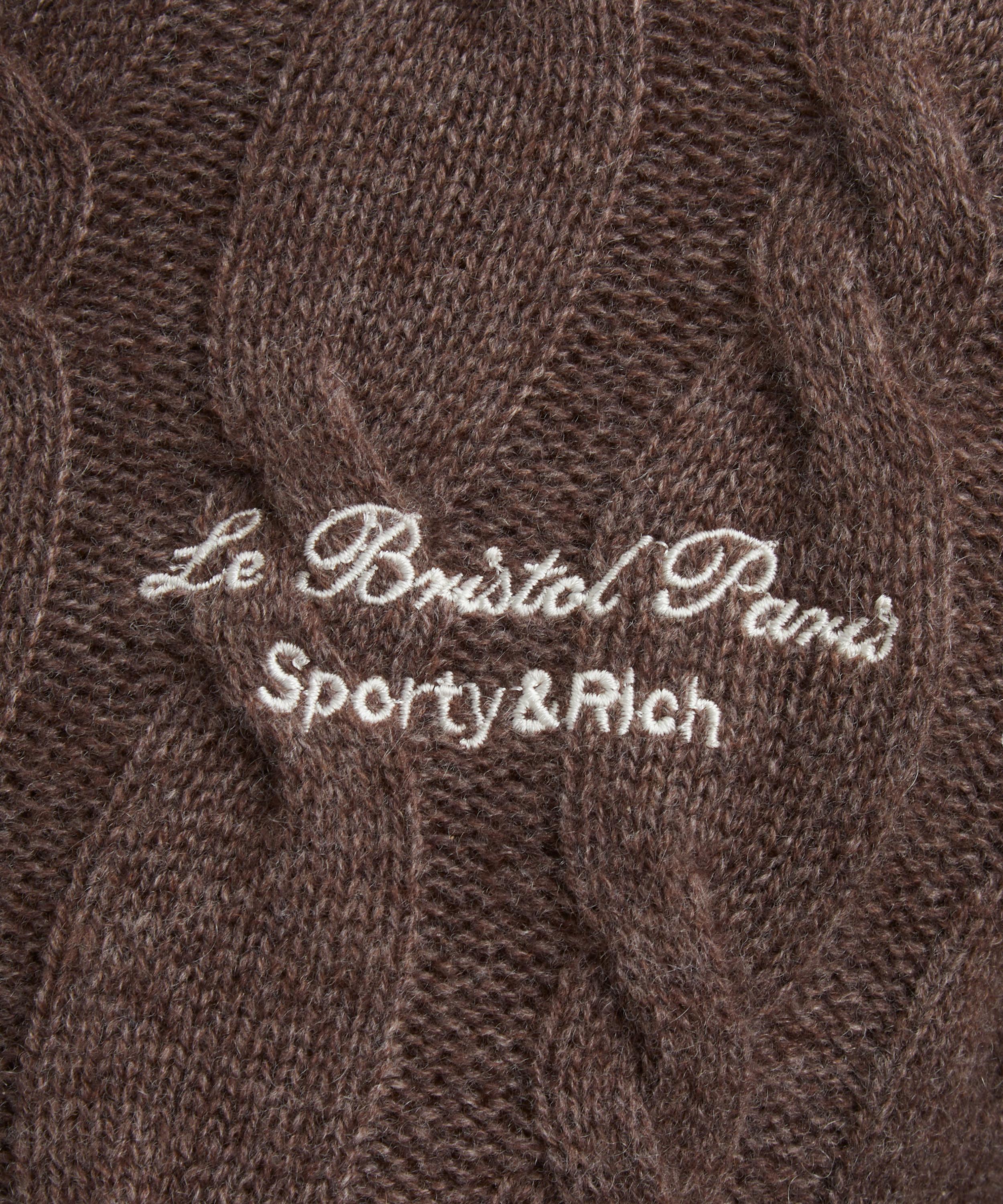 Sporty & Rich - Faubourg Cable-Knit Wool-Cashmere Zip Hoodie image number 4