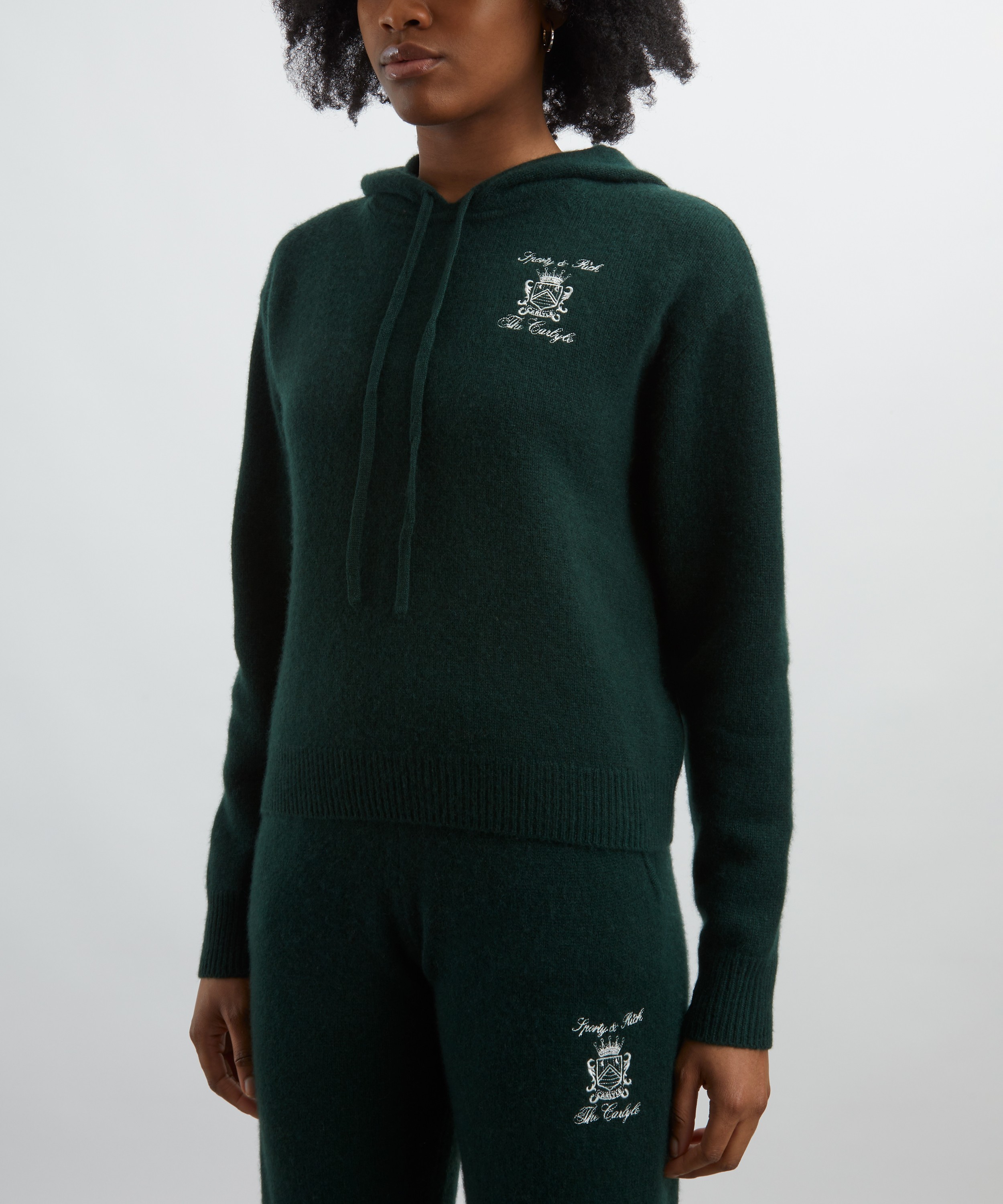 Sporty & Rich - Carlyle Crest Cashmere Hoodie image number 2