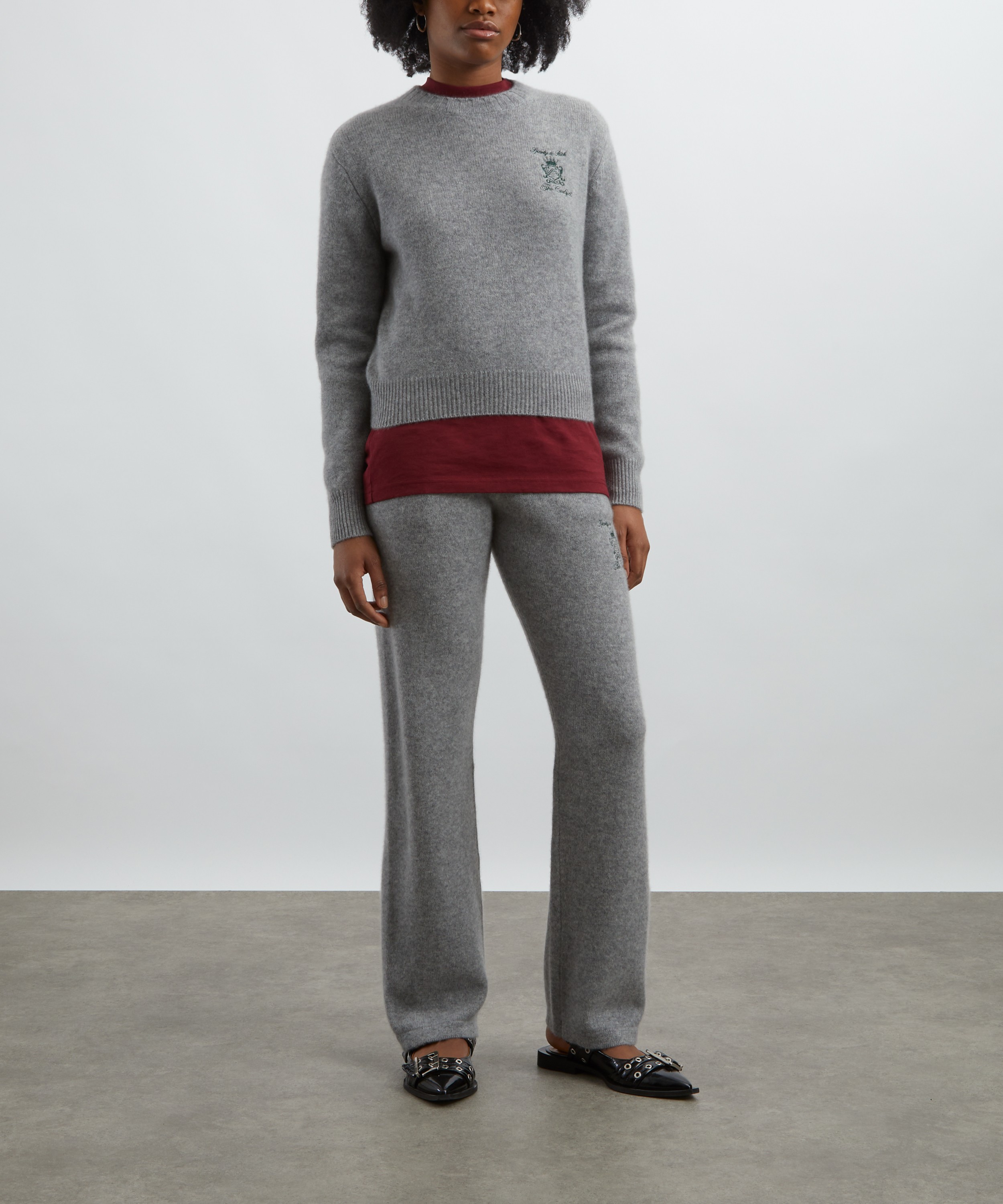 Sporty & Rich - Grey Carlyle Crest Cashmere Trousers image number 1