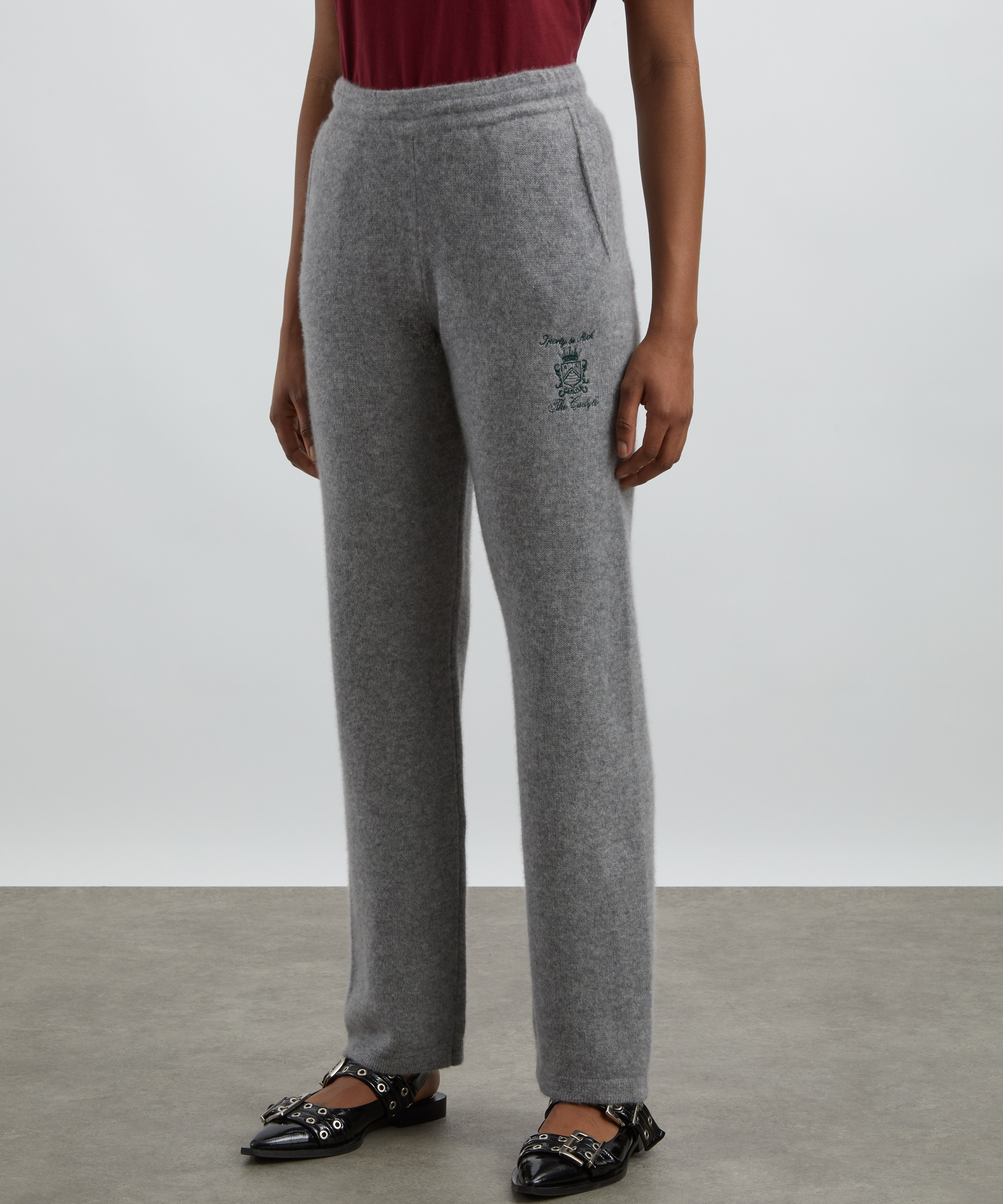 Sporty & Rich - Grey Carlyle Crest Cashmere Trousers image number 2