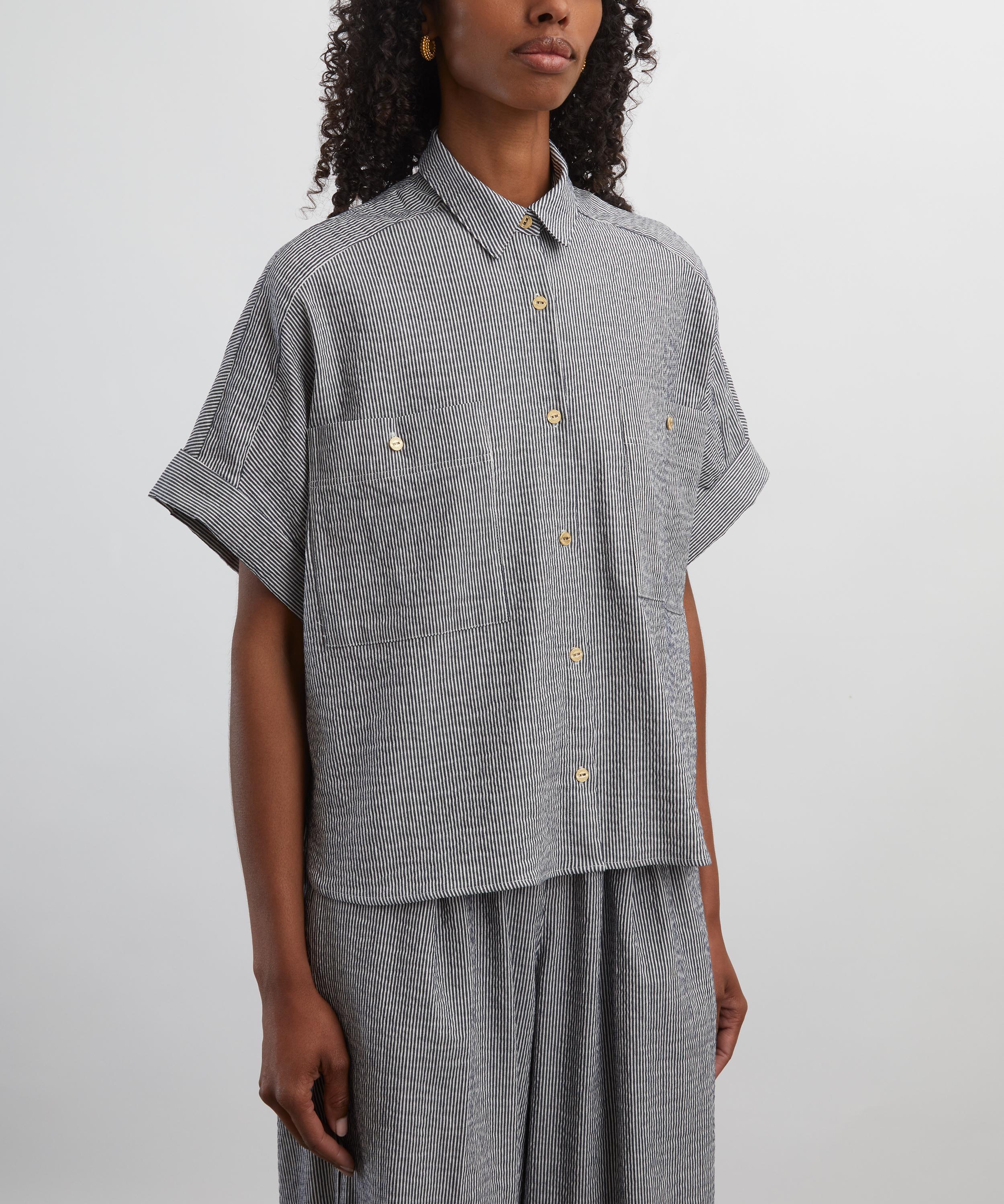 Sessùn - Della Seersucker Striped Blouse image number 2