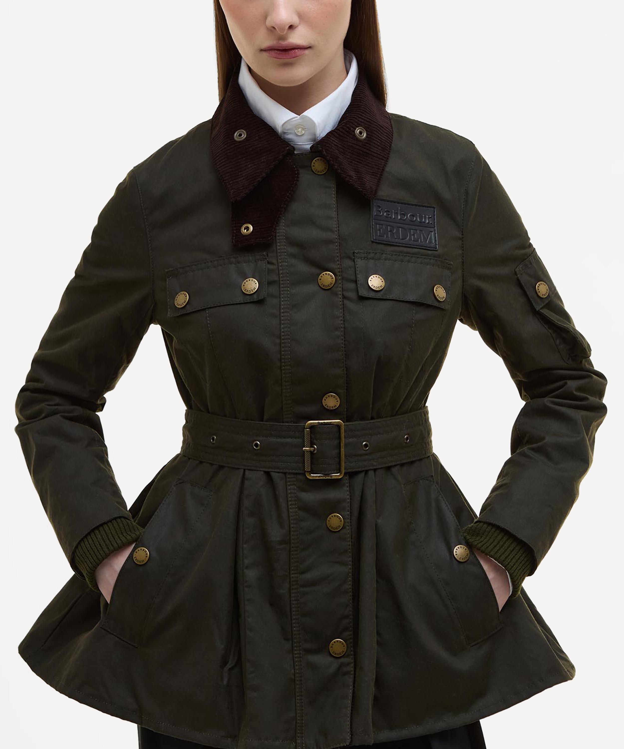 Barbour - x ERDEM Archive Olive Constance Waxed Jacket image number 3