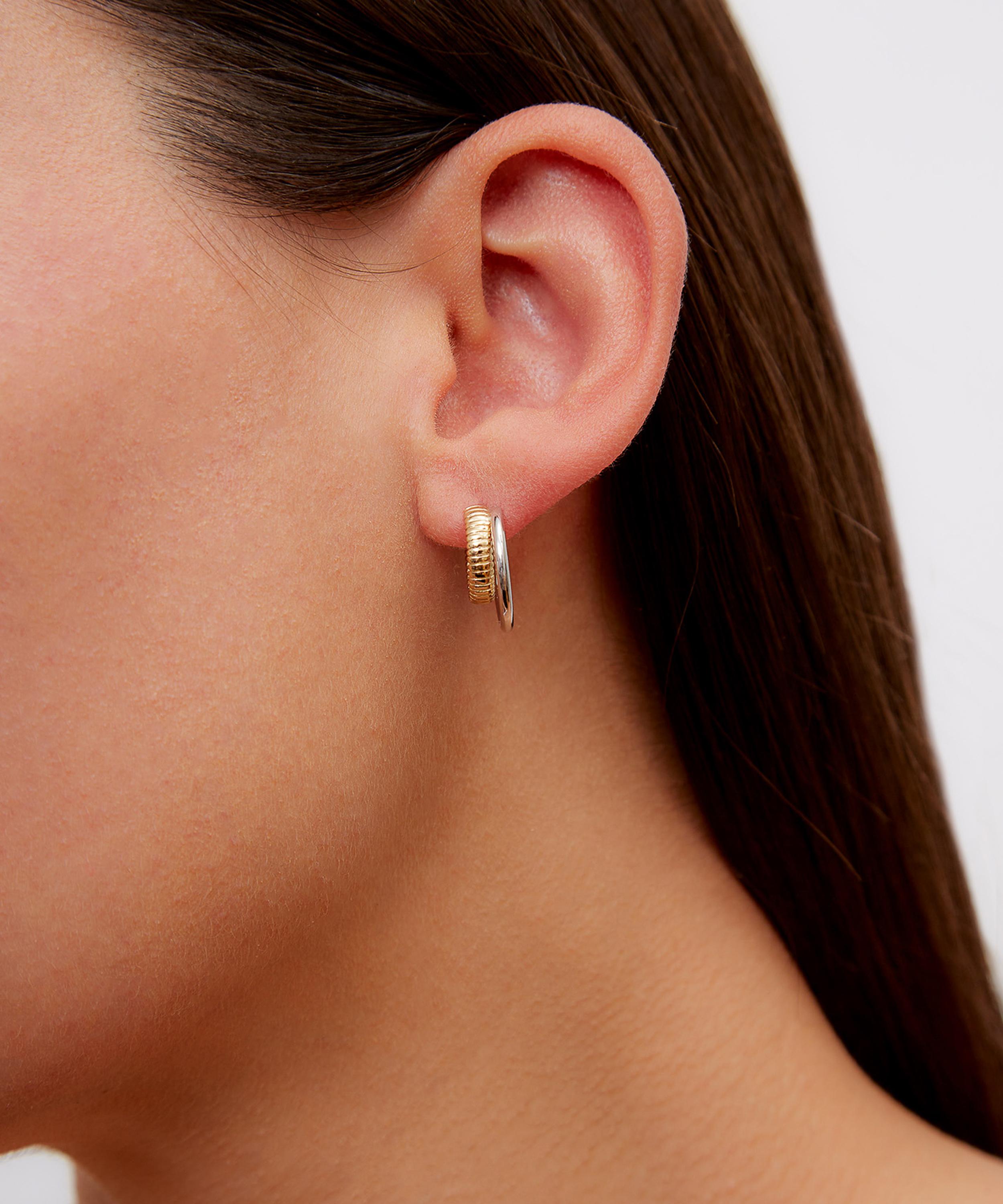 Yvonne L&eacute;on - 9ct Gold Paire De Creoles Berlingot Hoop Earrings image number 1