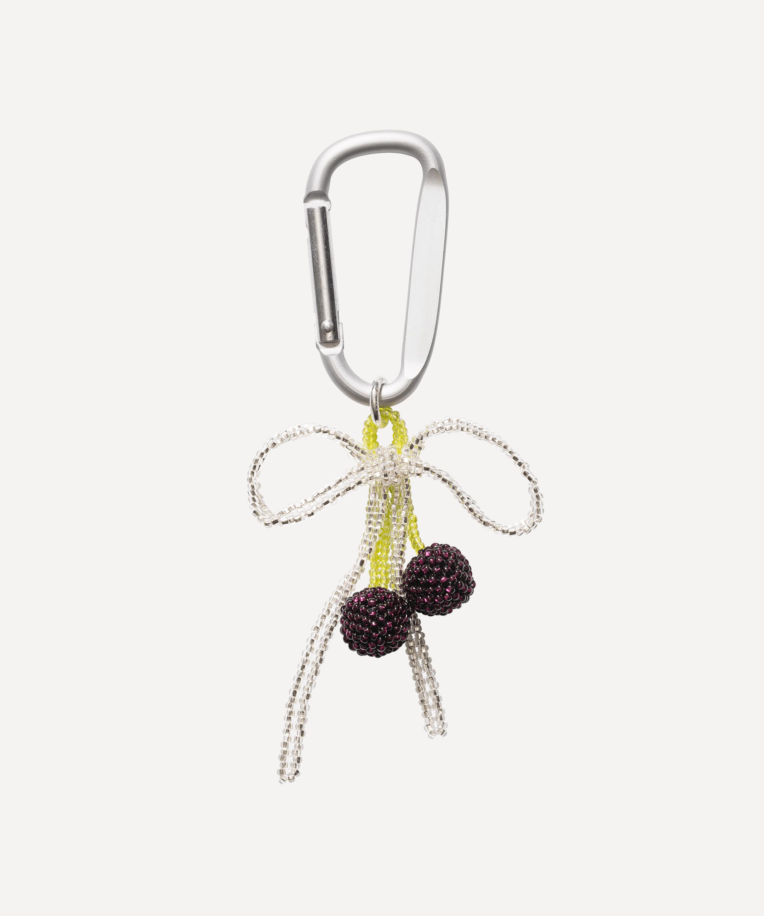 Pura Utz - Sterling Silver Dark Cherry Bow Carabiner Pendant Charm image number 0