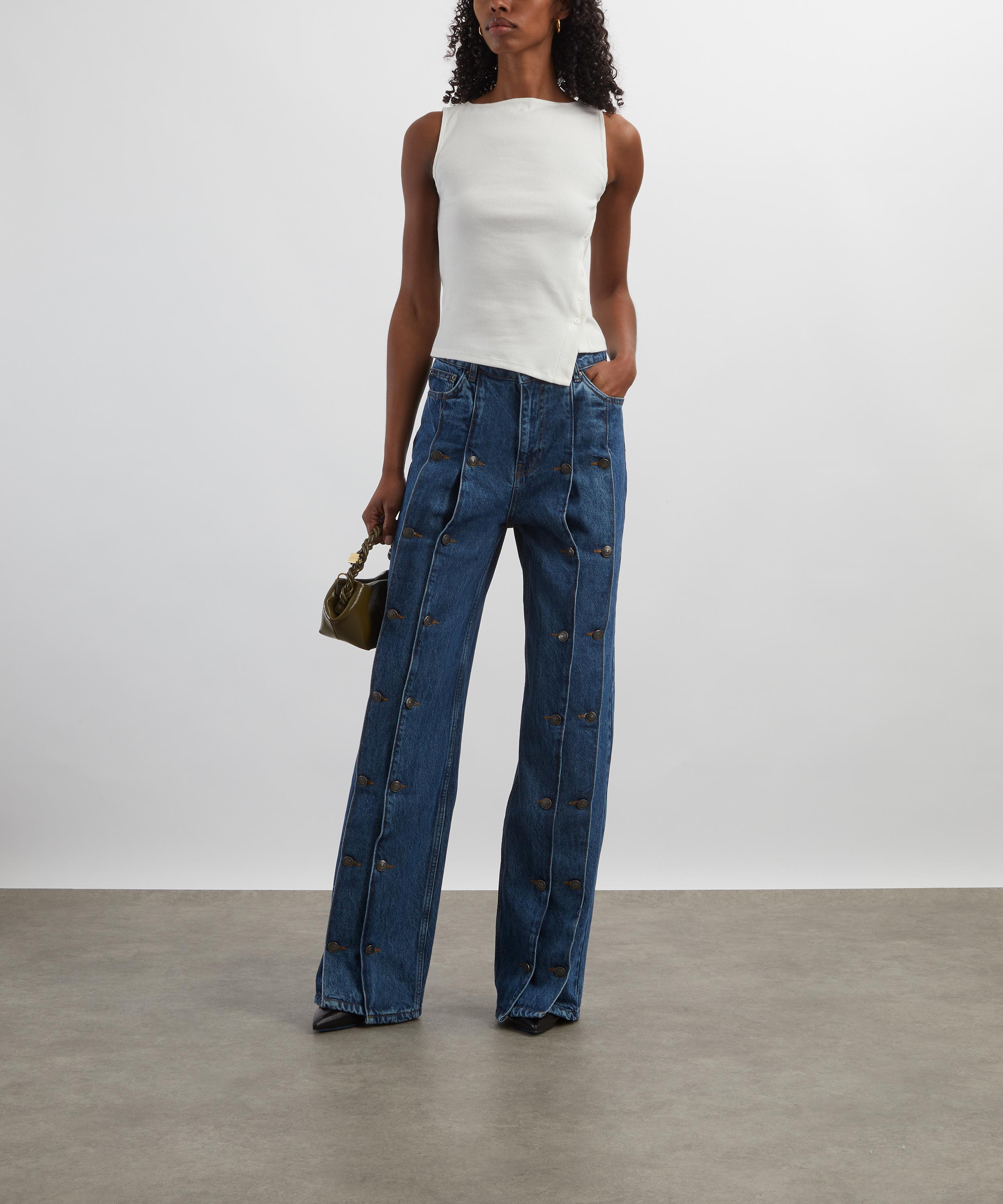 ROTATE Birger Christensen - Button Detail Wide Blue Jeans image number 1