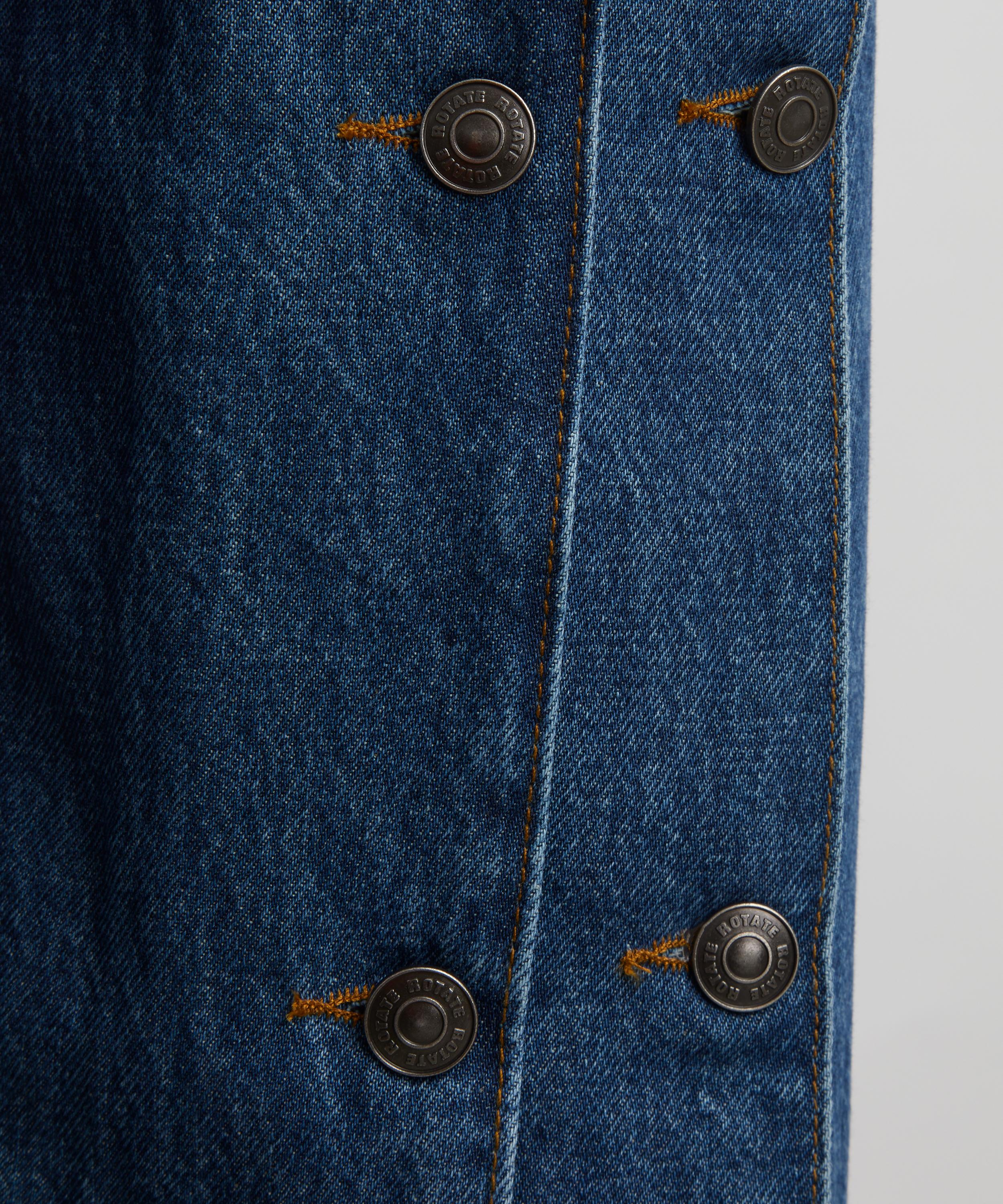 ROTATE Birger Christensen - Button Detail Wide Blue Jeans image number 4