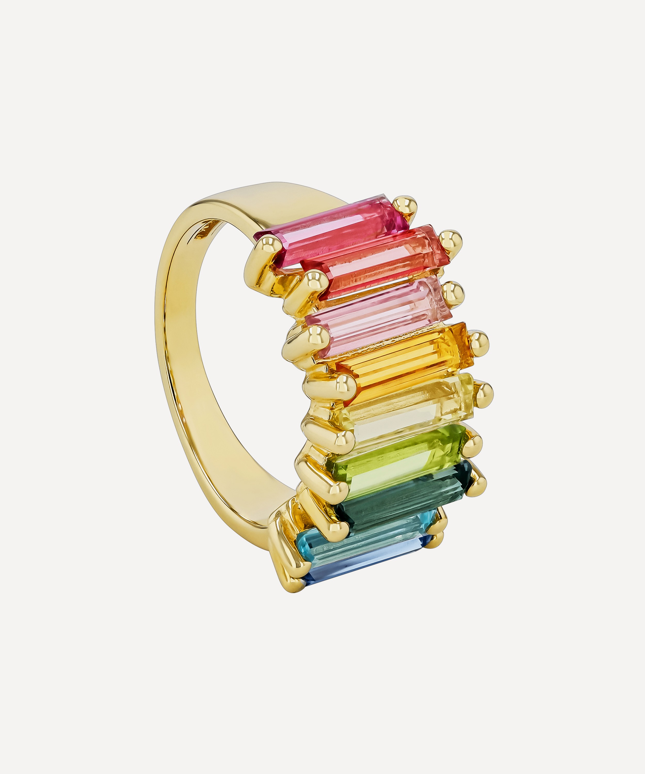 Suzanne Kalan - 14ct Gold Amalfi Rainbow Stacker Half Band Ring image number 0