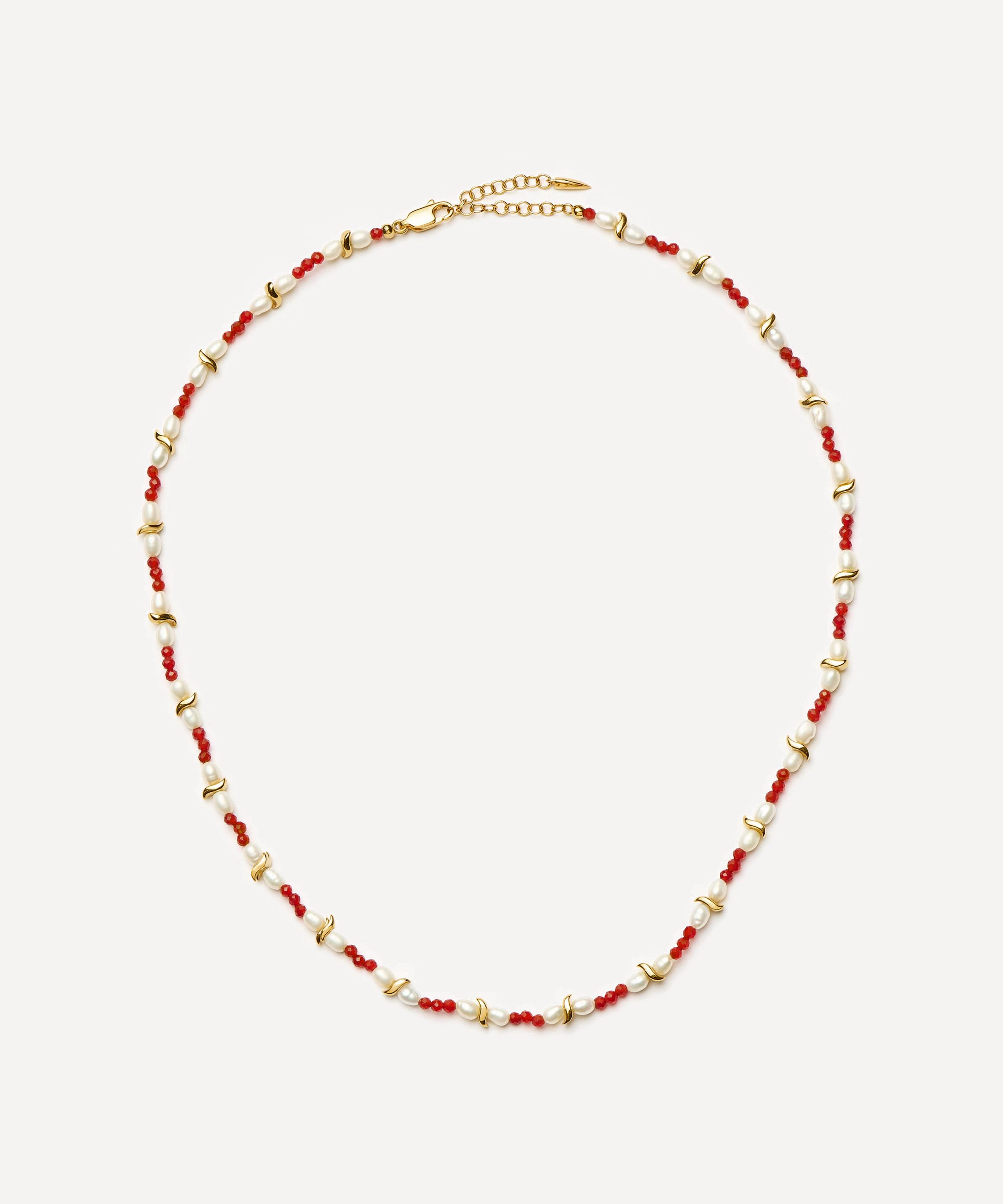 Missoma - X Savi 18ct Gold-Plated Seed Pearl Beaded Necklace image number 0