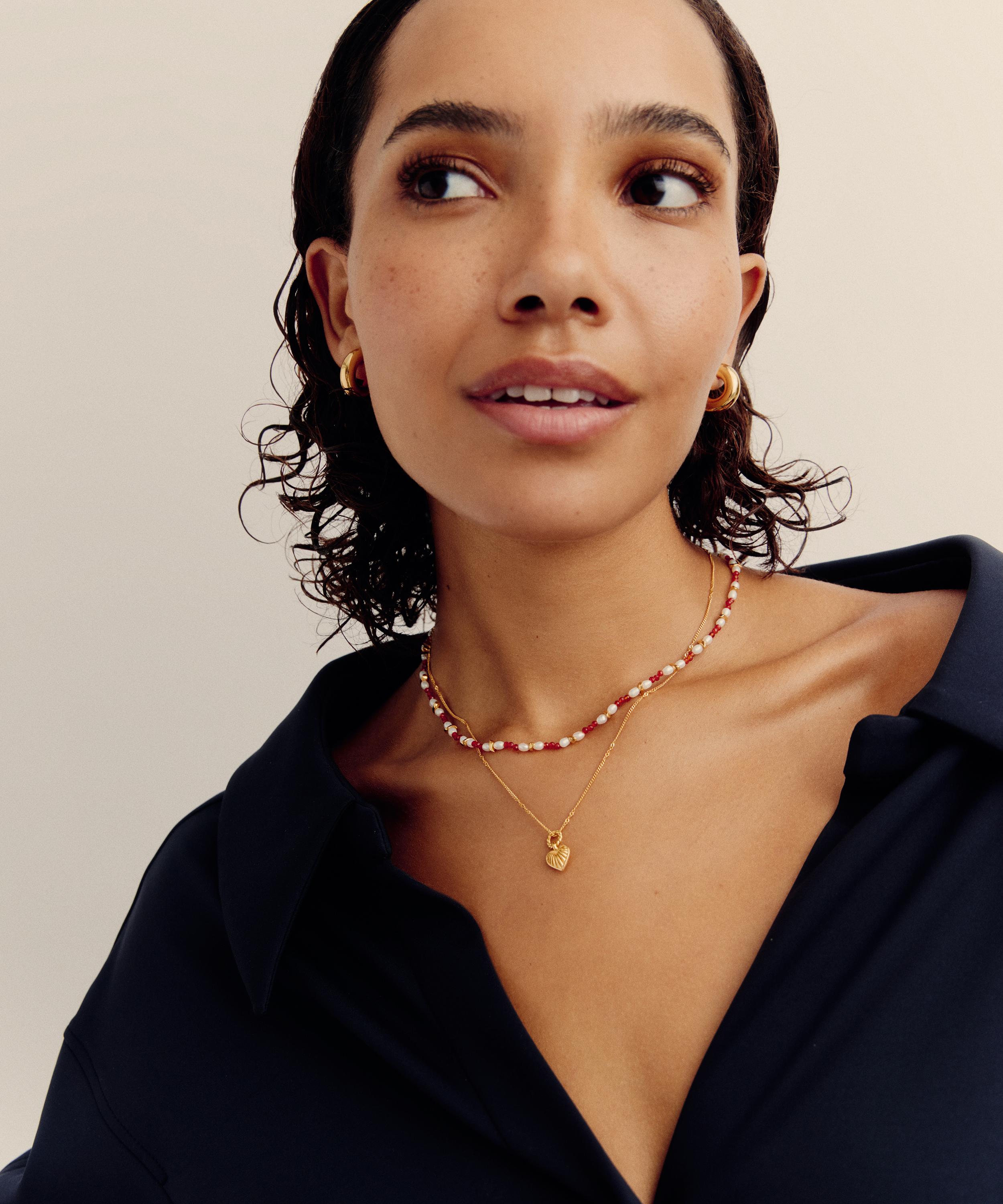 Missoma - X Savi 18ct Gold-Plated Seed Pearl Beaded Necklace image number 1